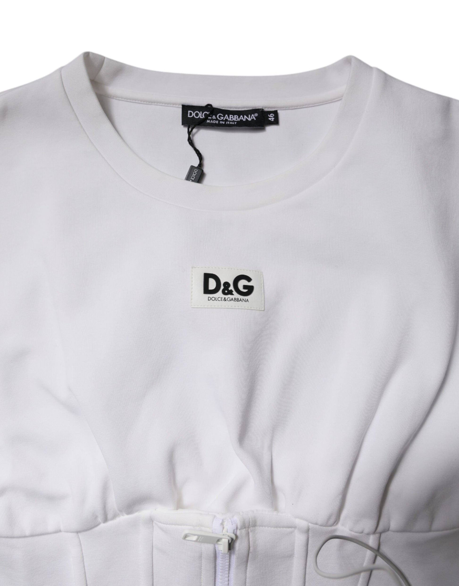 White Cotton Blend 3/4 Sleeves Blouse Top