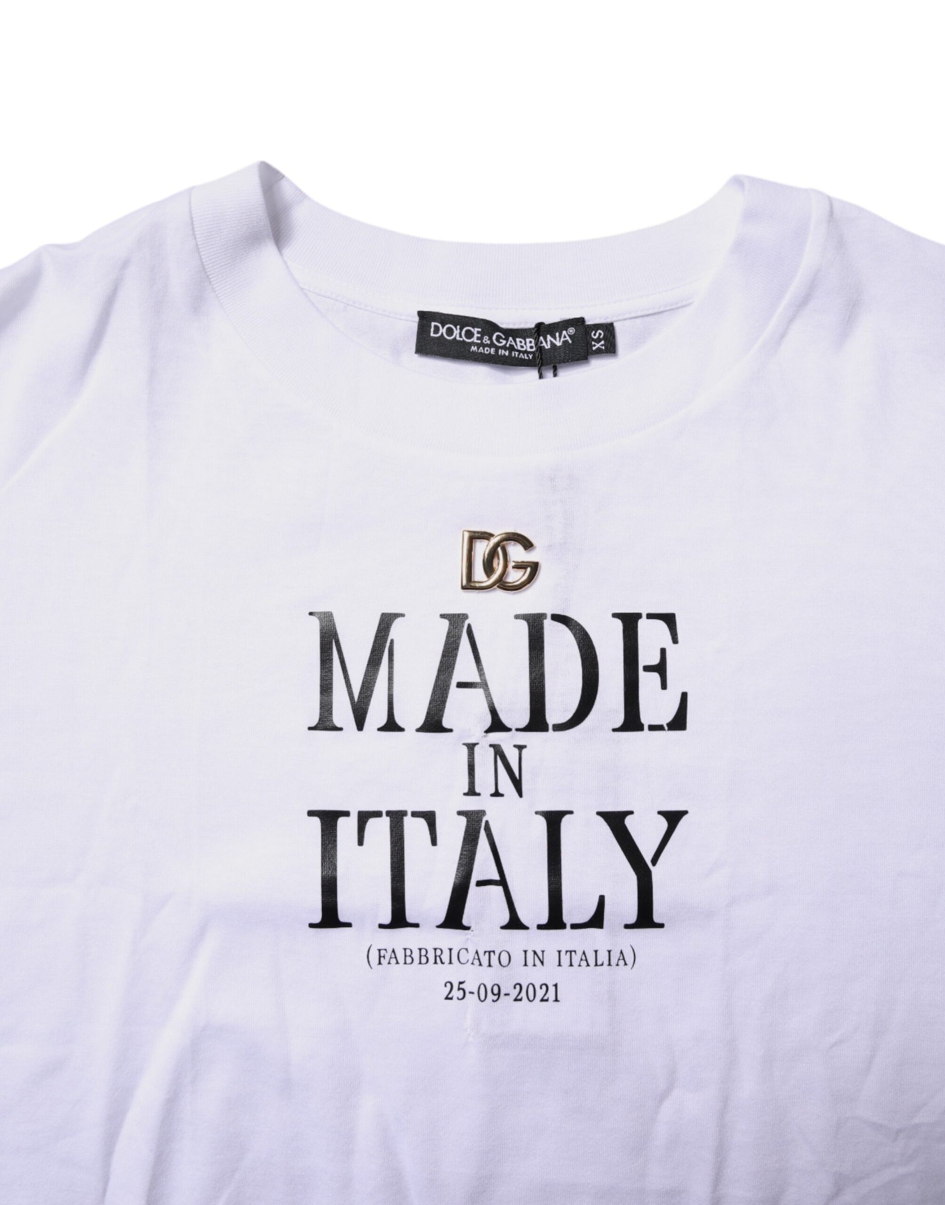 White Printed Round Neck Top Cotton T-shirt