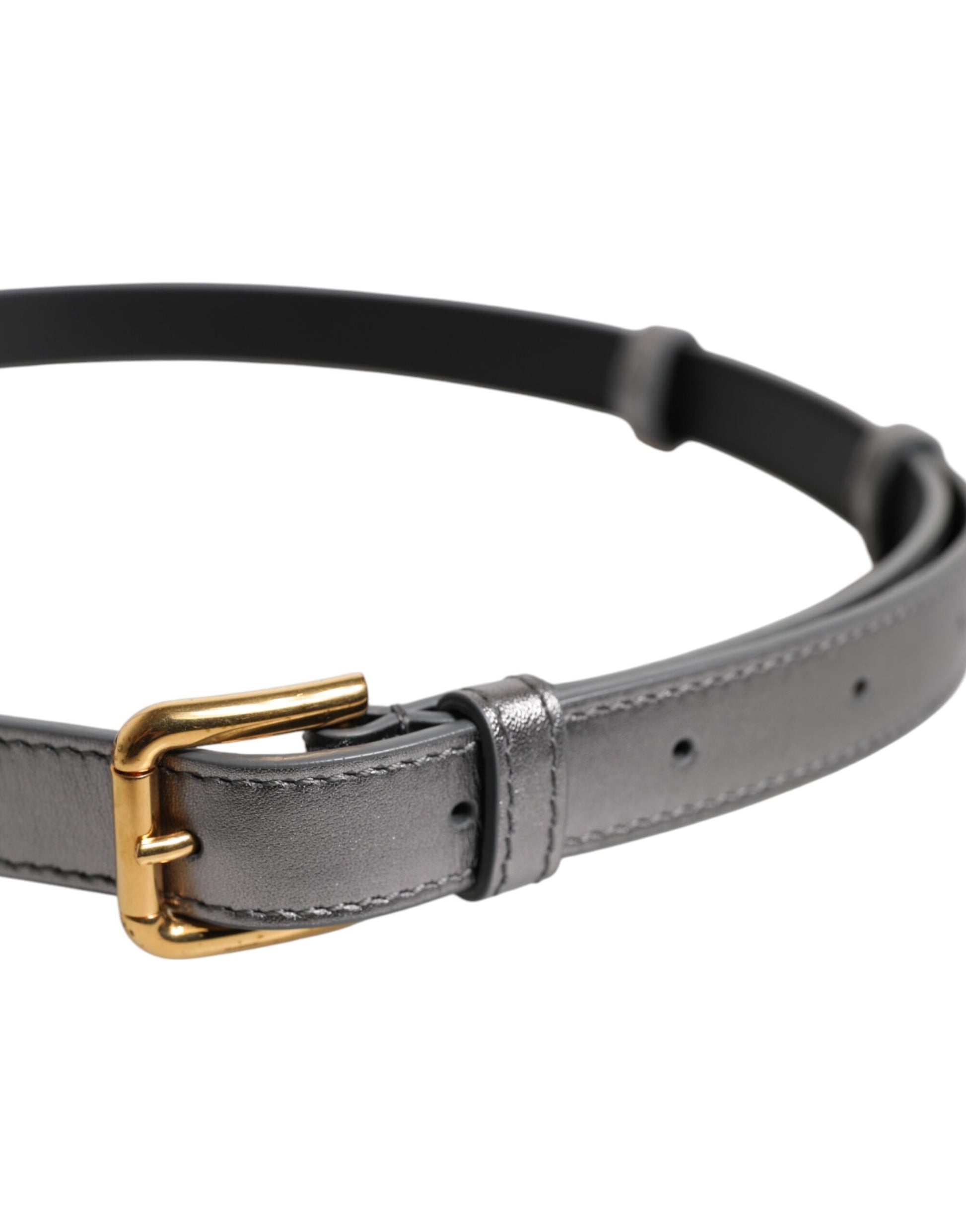 Silver Logo Engraved Metal Waist Buckle Belt