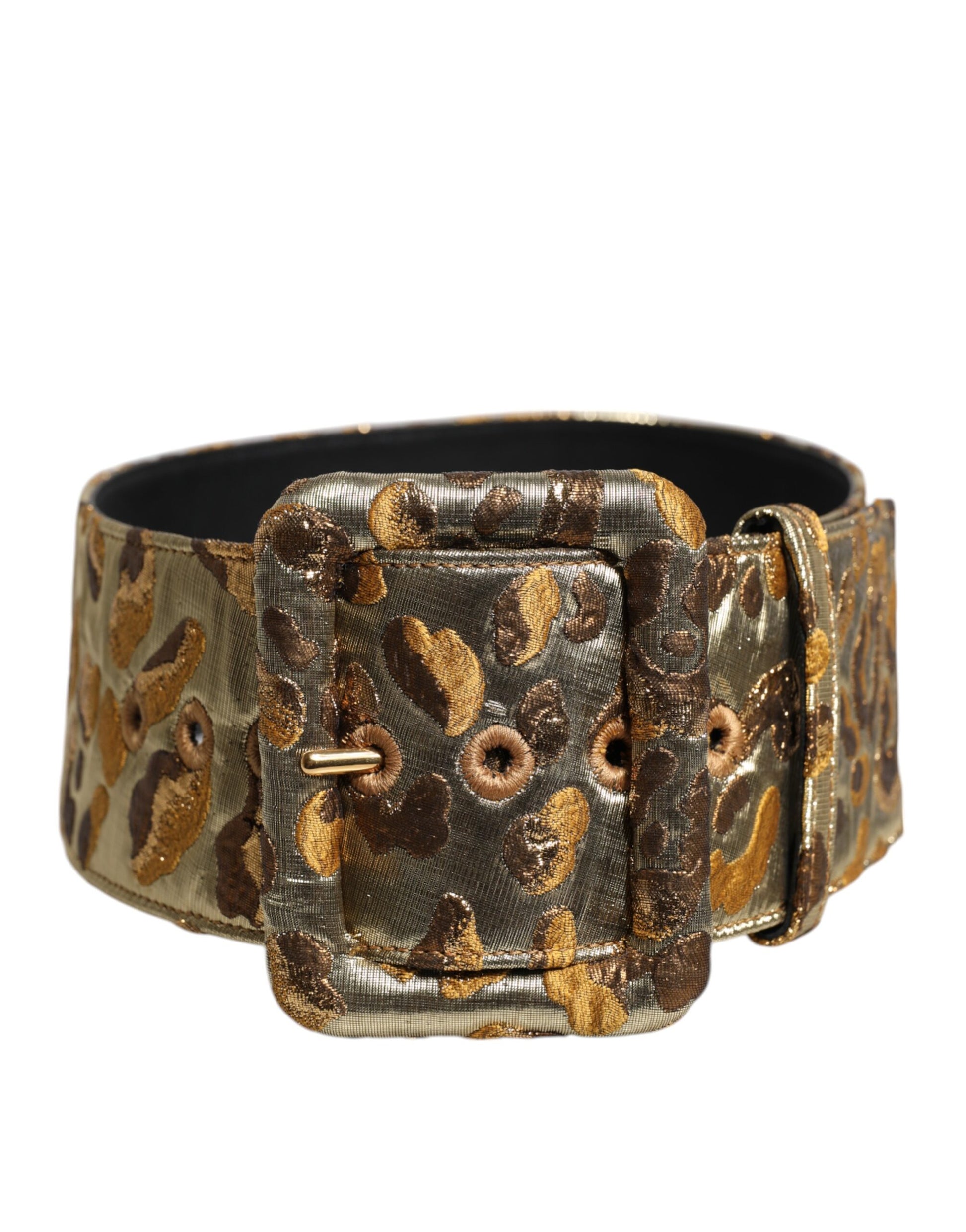 Gold Spotted Jacquard Fabric Wide Waist Belt
