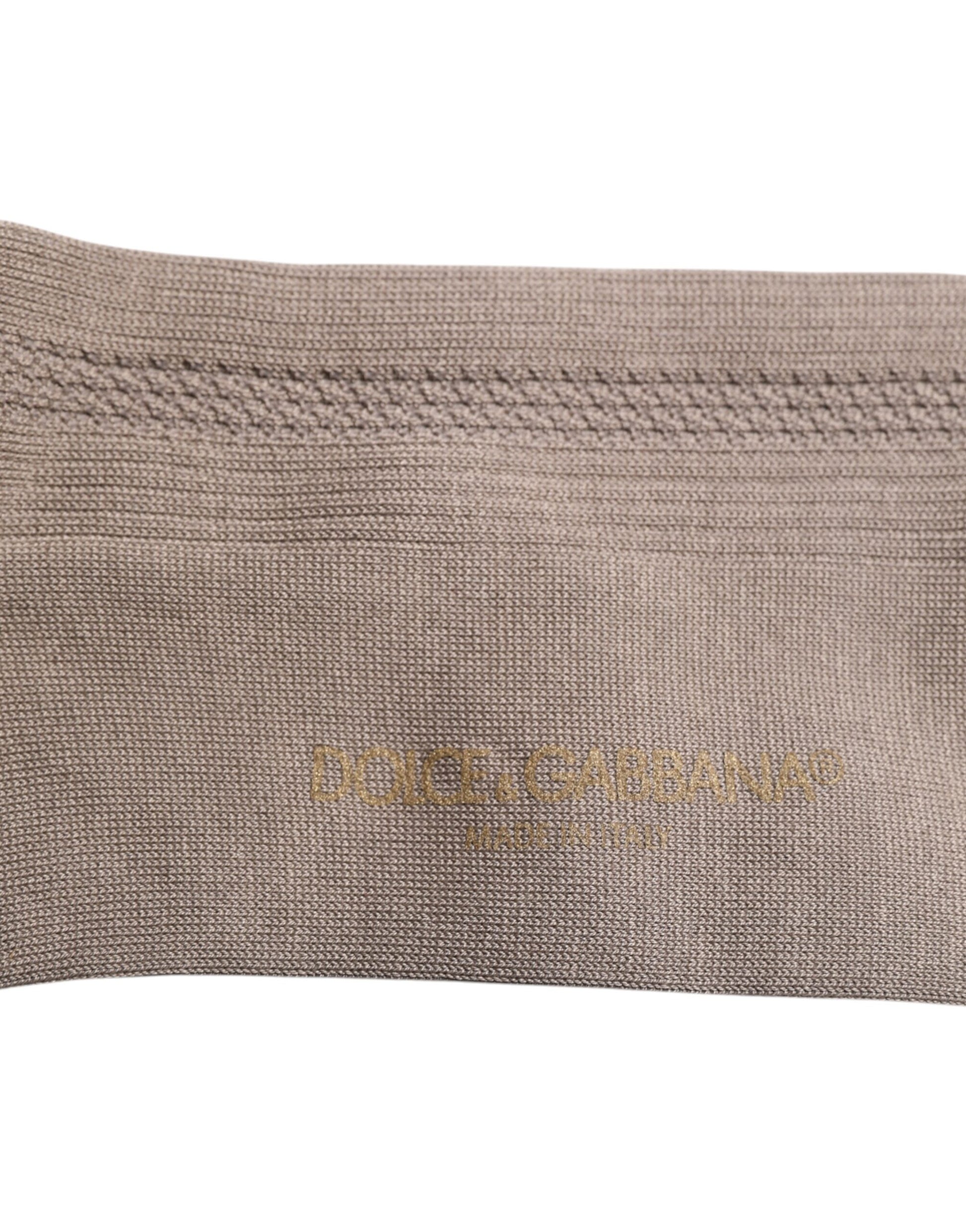 Brown Cotton Stretch Logo Over Calf Socks