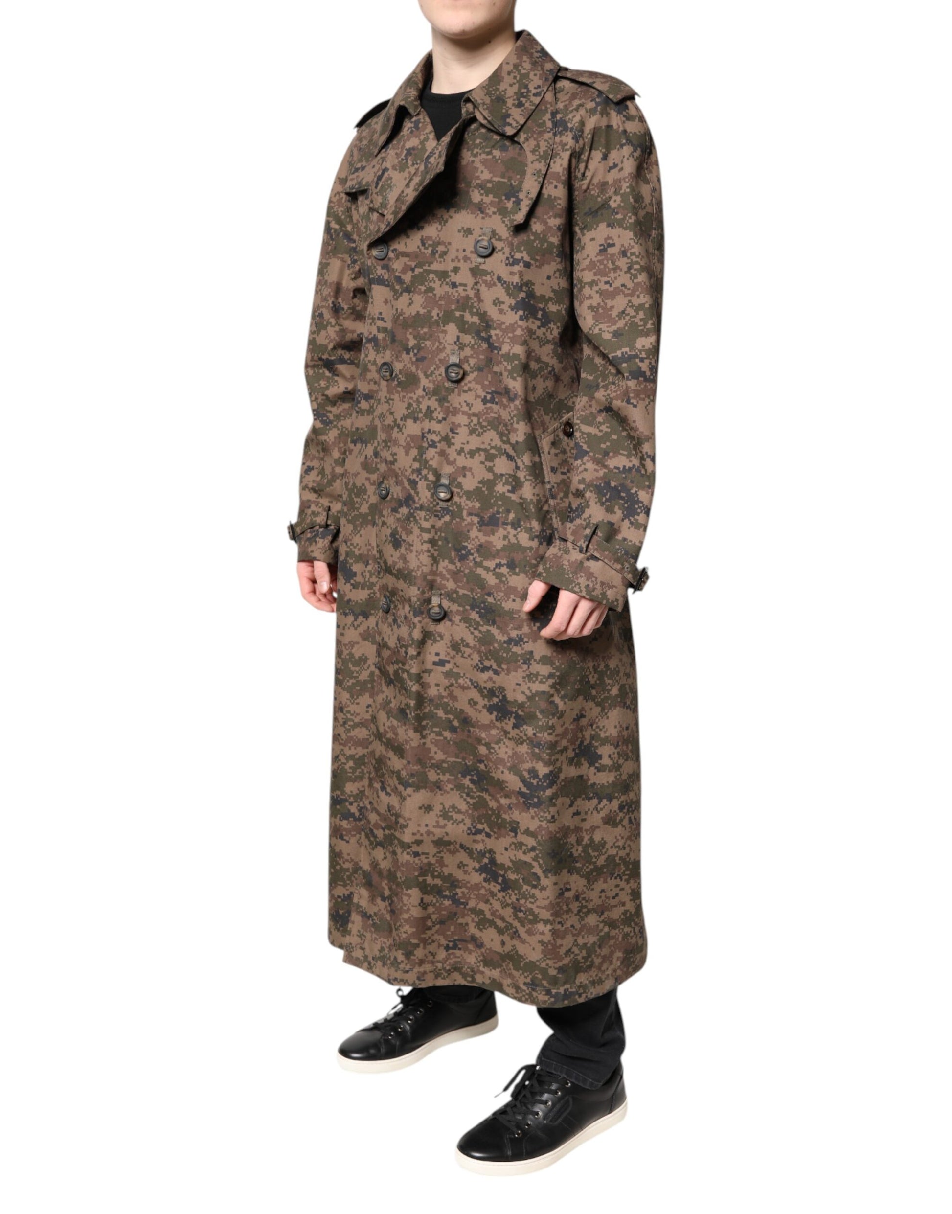Multicolor Camouflage Double Breasted Coat Jacket