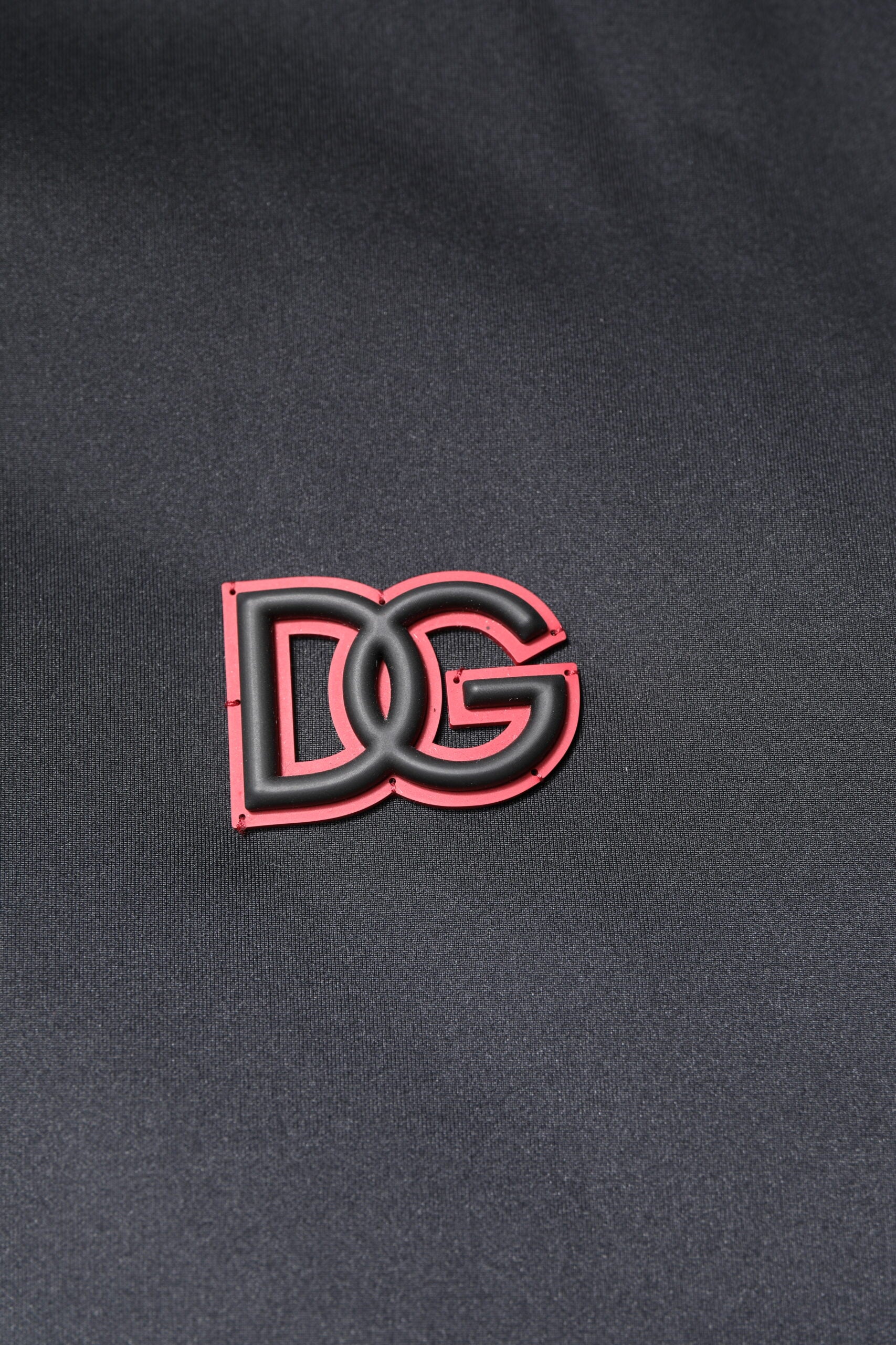 Black Polyester DG Hooded Full Zip Jacket