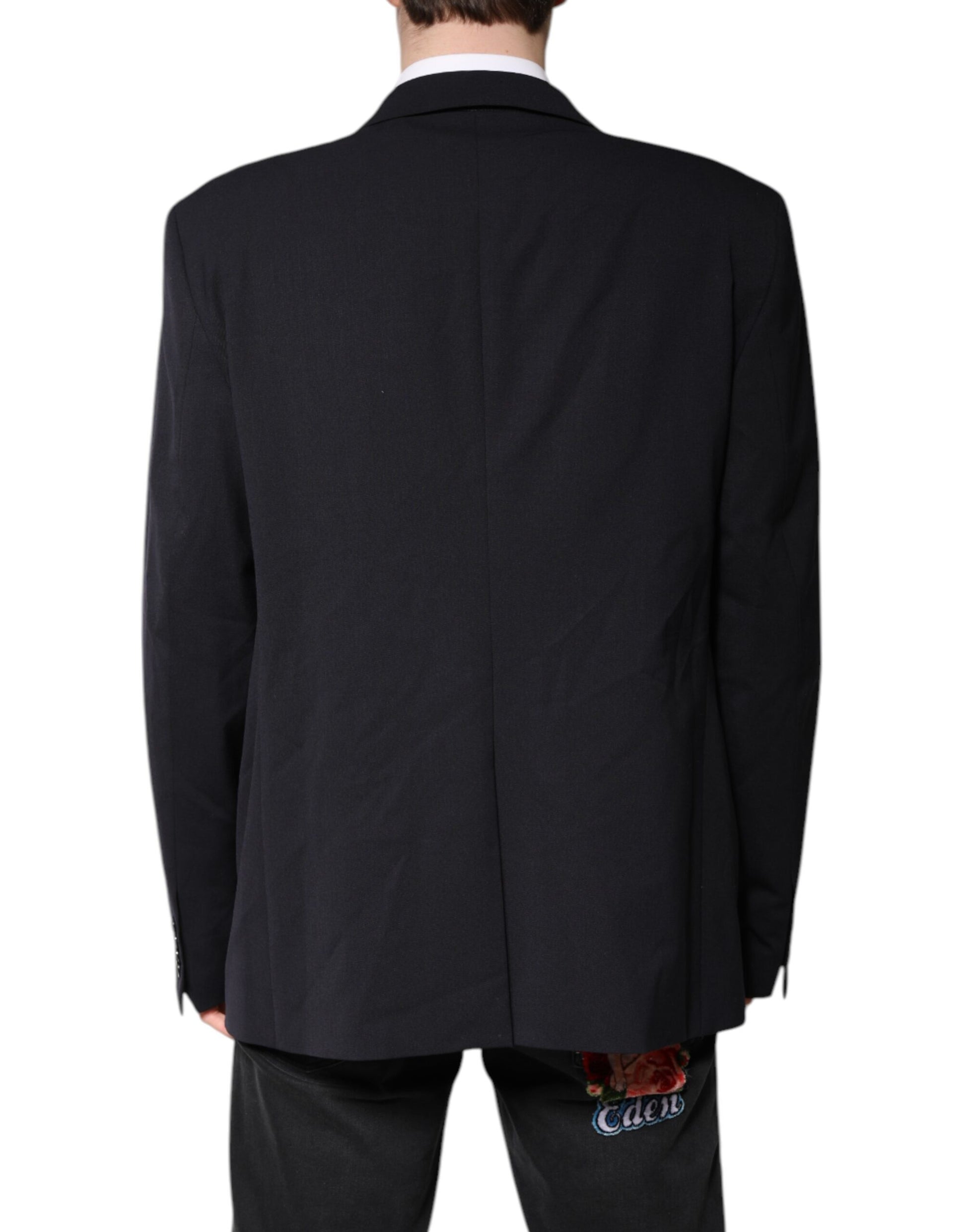 Dark Blue Wool Single Breasted Coat Blazer