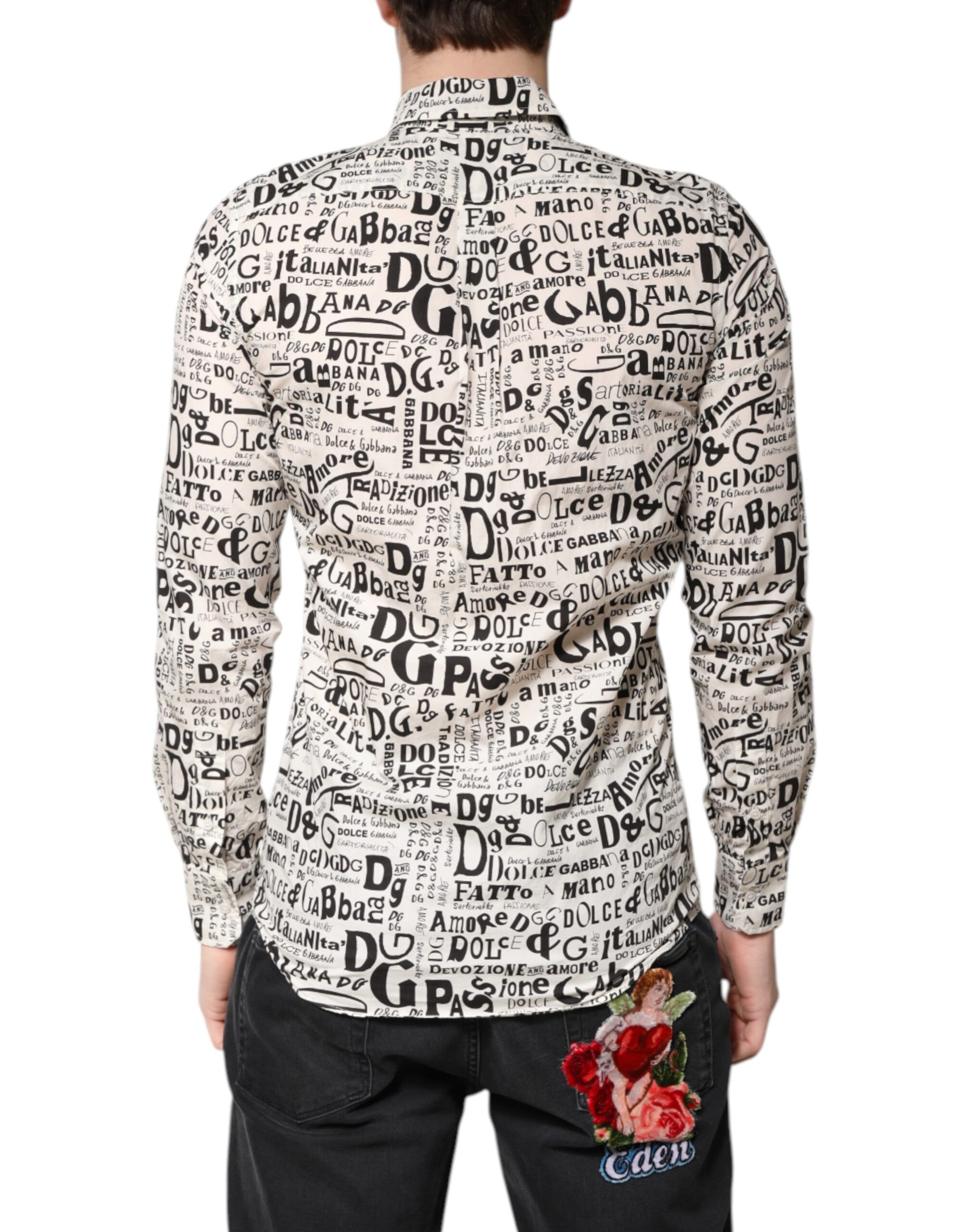 White Black Logo MARTINI Men Casual Shirt
