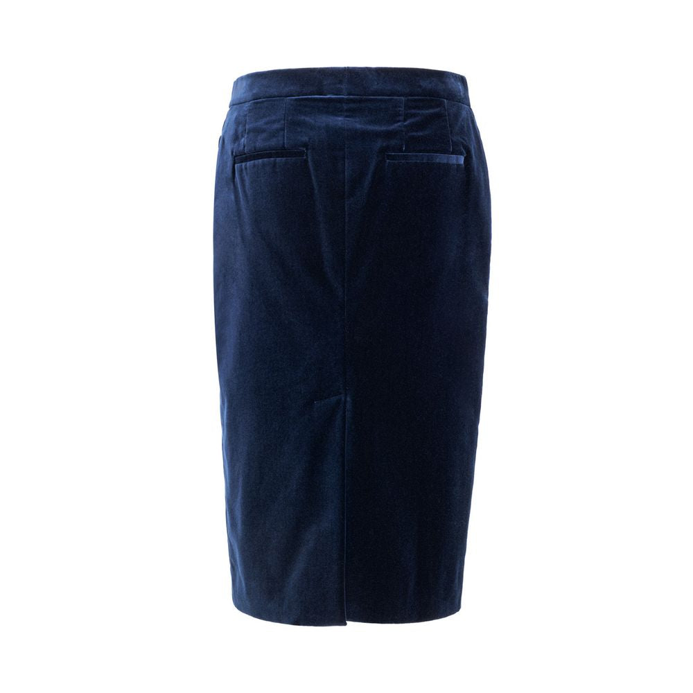 Blue Cotton Midi Skirt