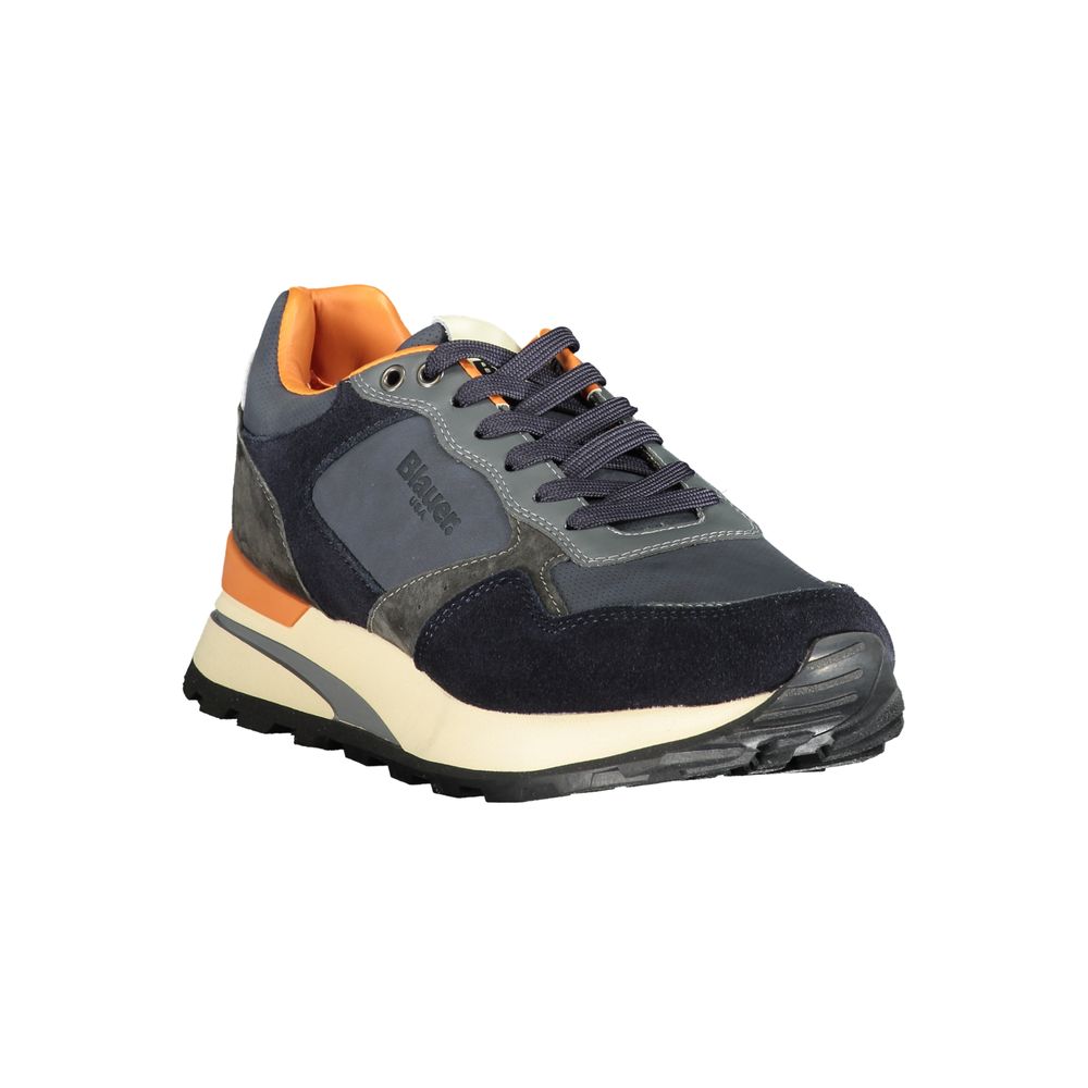 Blue Polyurethane Men Sneaker