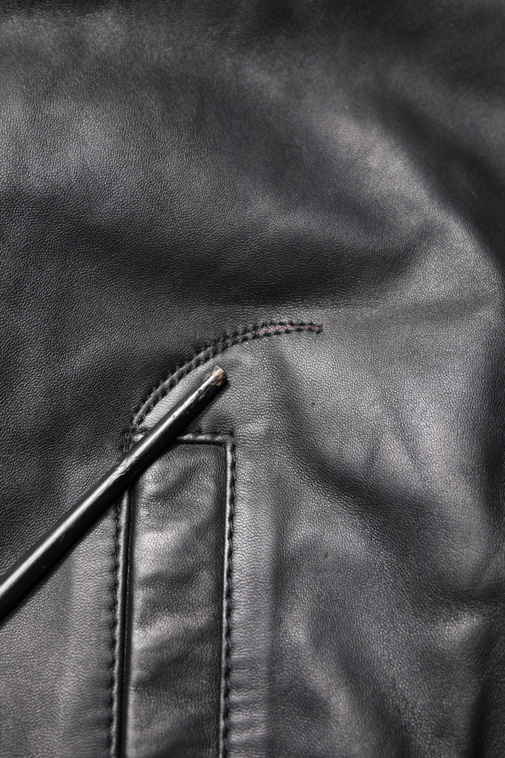 Black Lambskin Leather Full Zip Biker Jacket