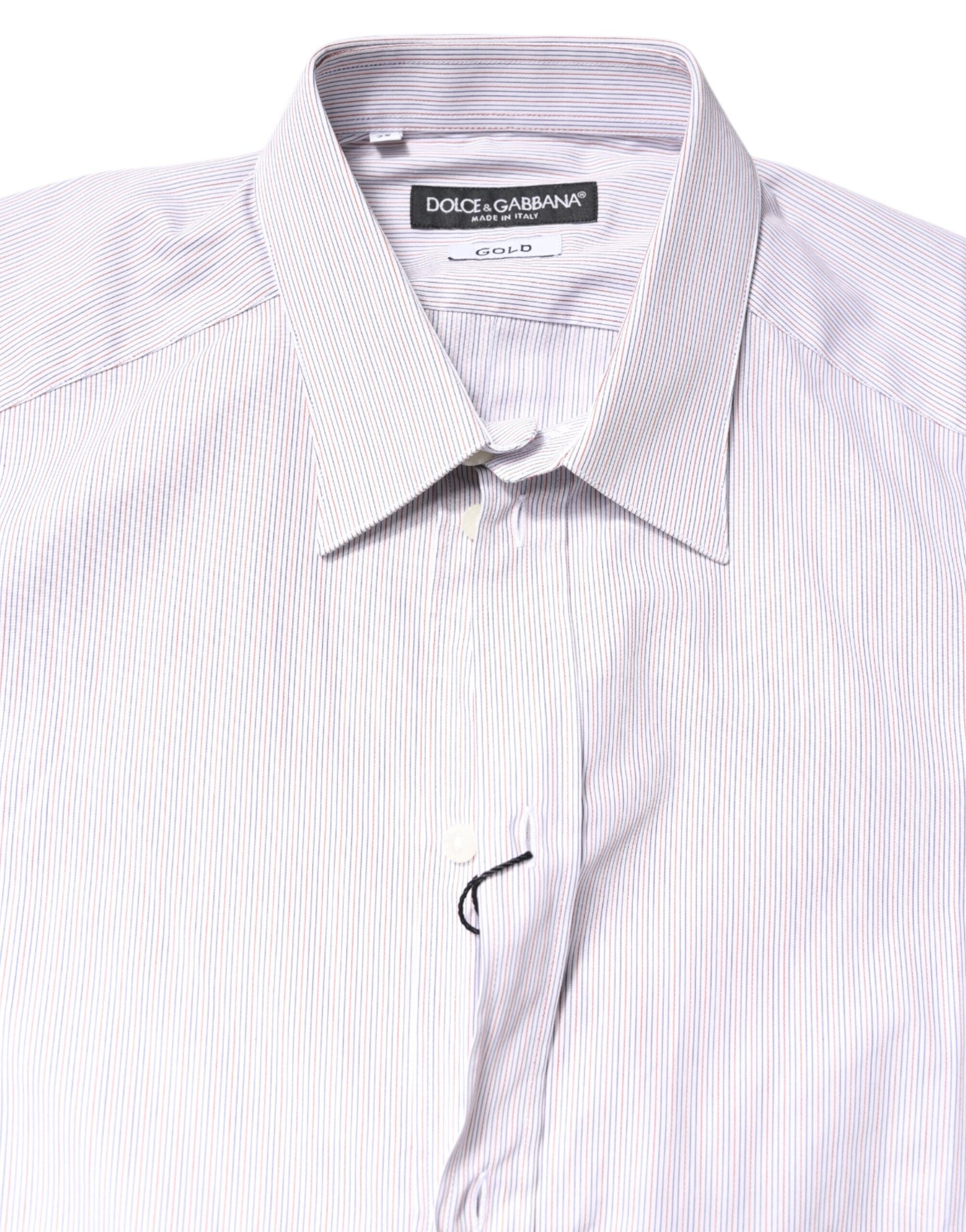 White Striped Cotton GOLD Long Sleeves Shirt