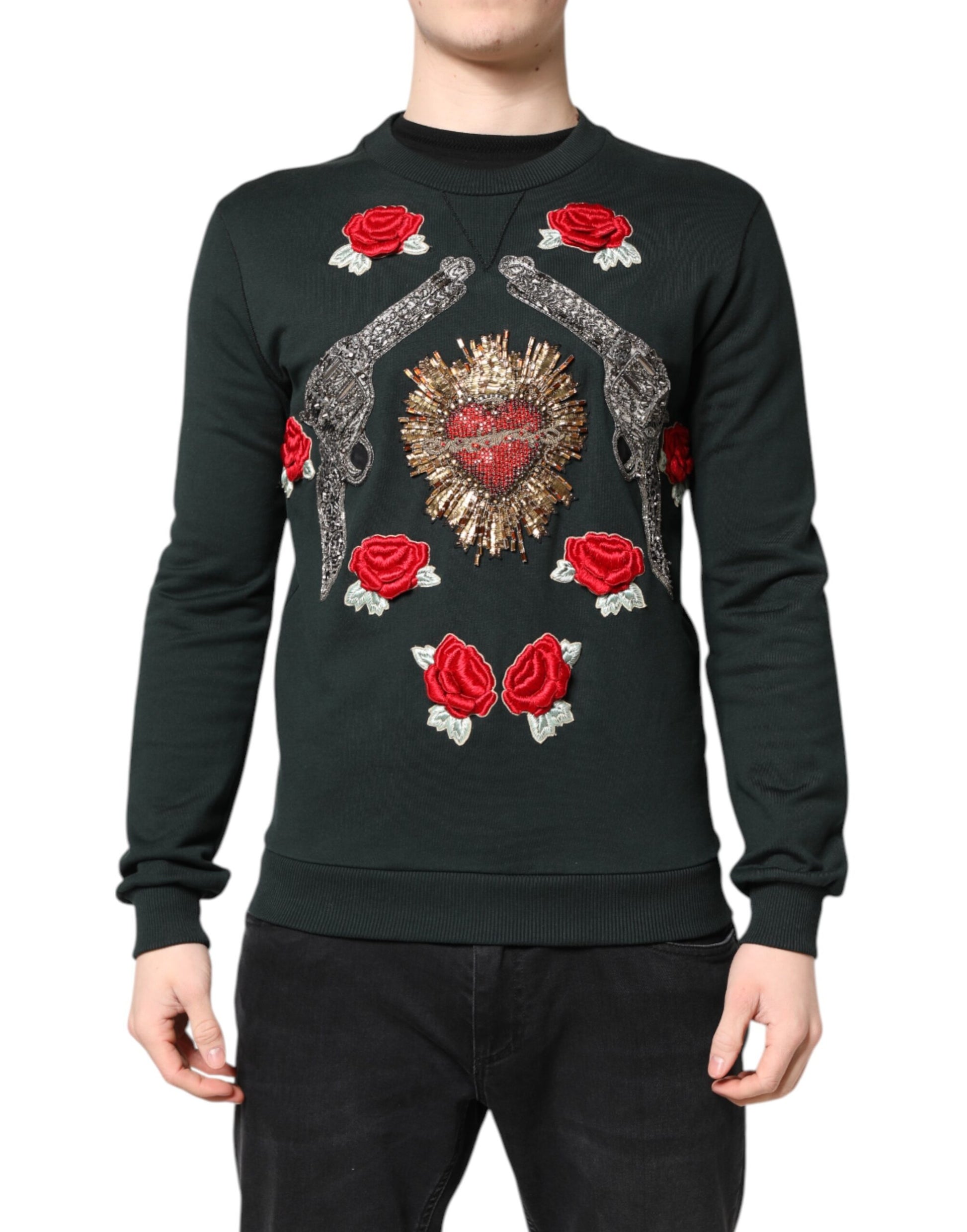 Black Sequined Embellished Pullover Sweater