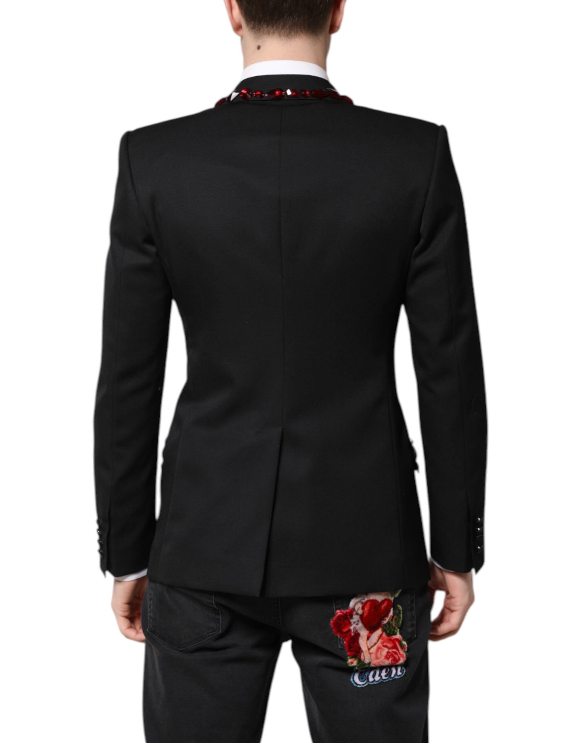 Black SICILIA CrystalEmbellished Coat Blazer