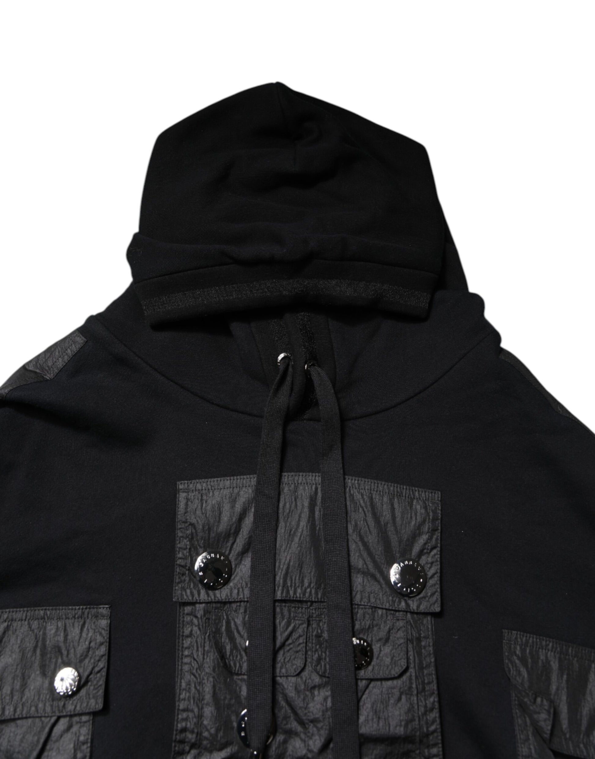Black Cotton Hooded Sweatshirt Sweater