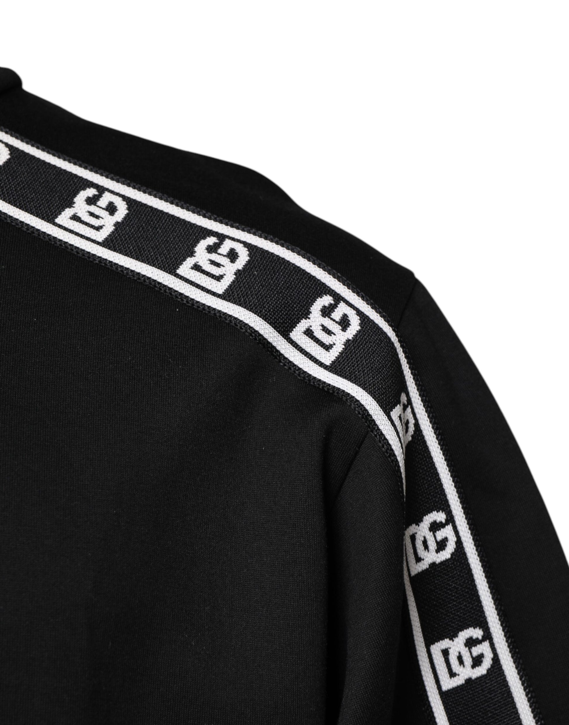 Black Cotton DG Print Turtleneck T-shirt