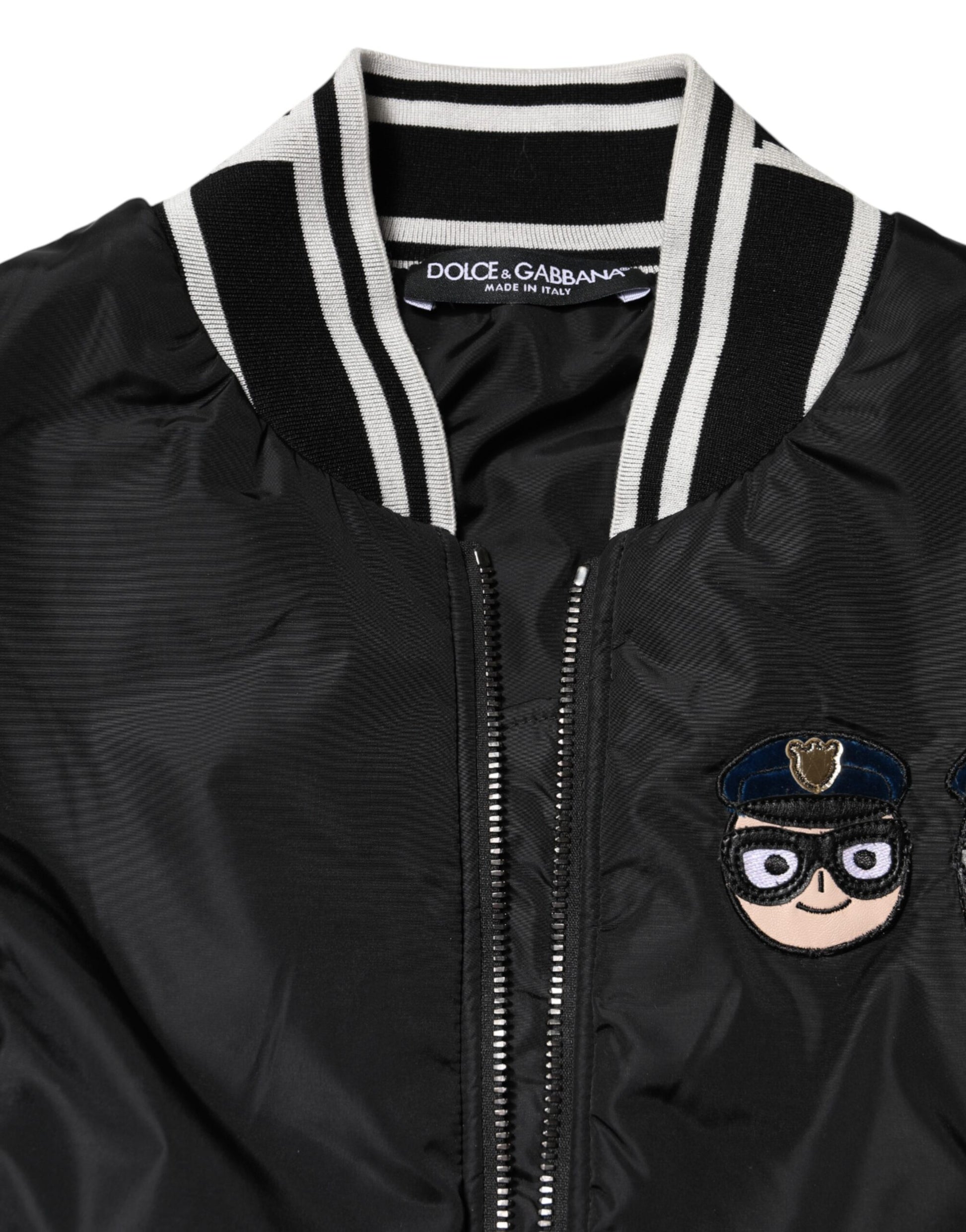 Black Nylon #DGFamily Full Zip Bomber Jacket
