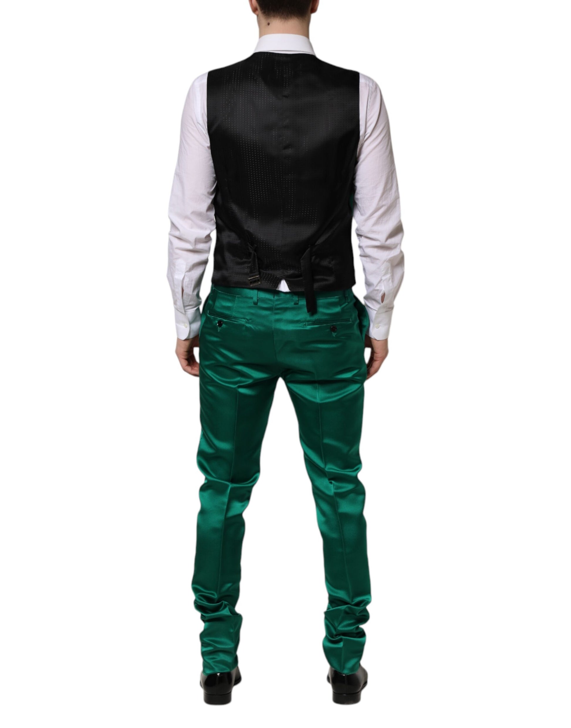 Green Silk 3 Piece Single Breasted Suit