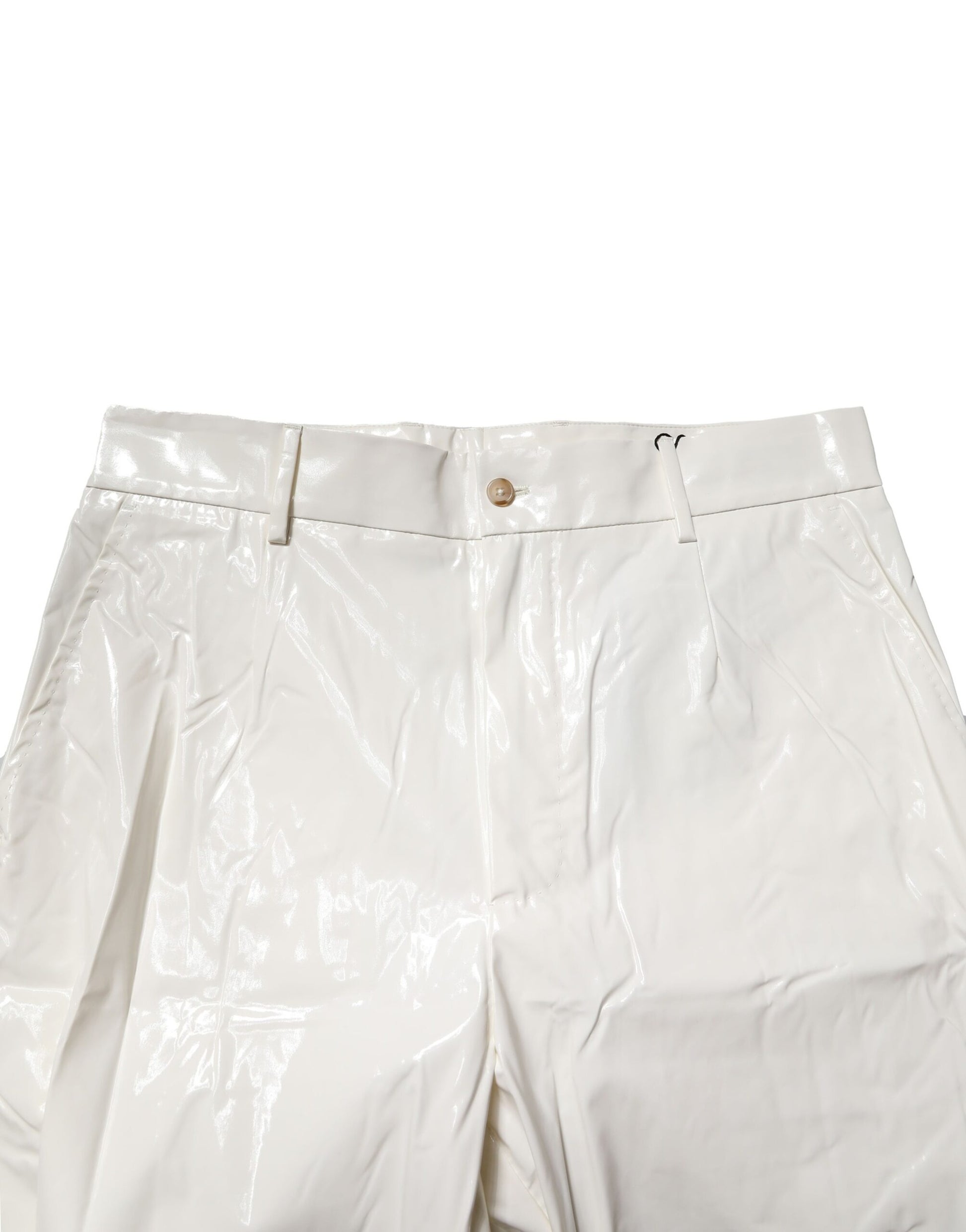 White Nylon Tapered Dress Men Pants
