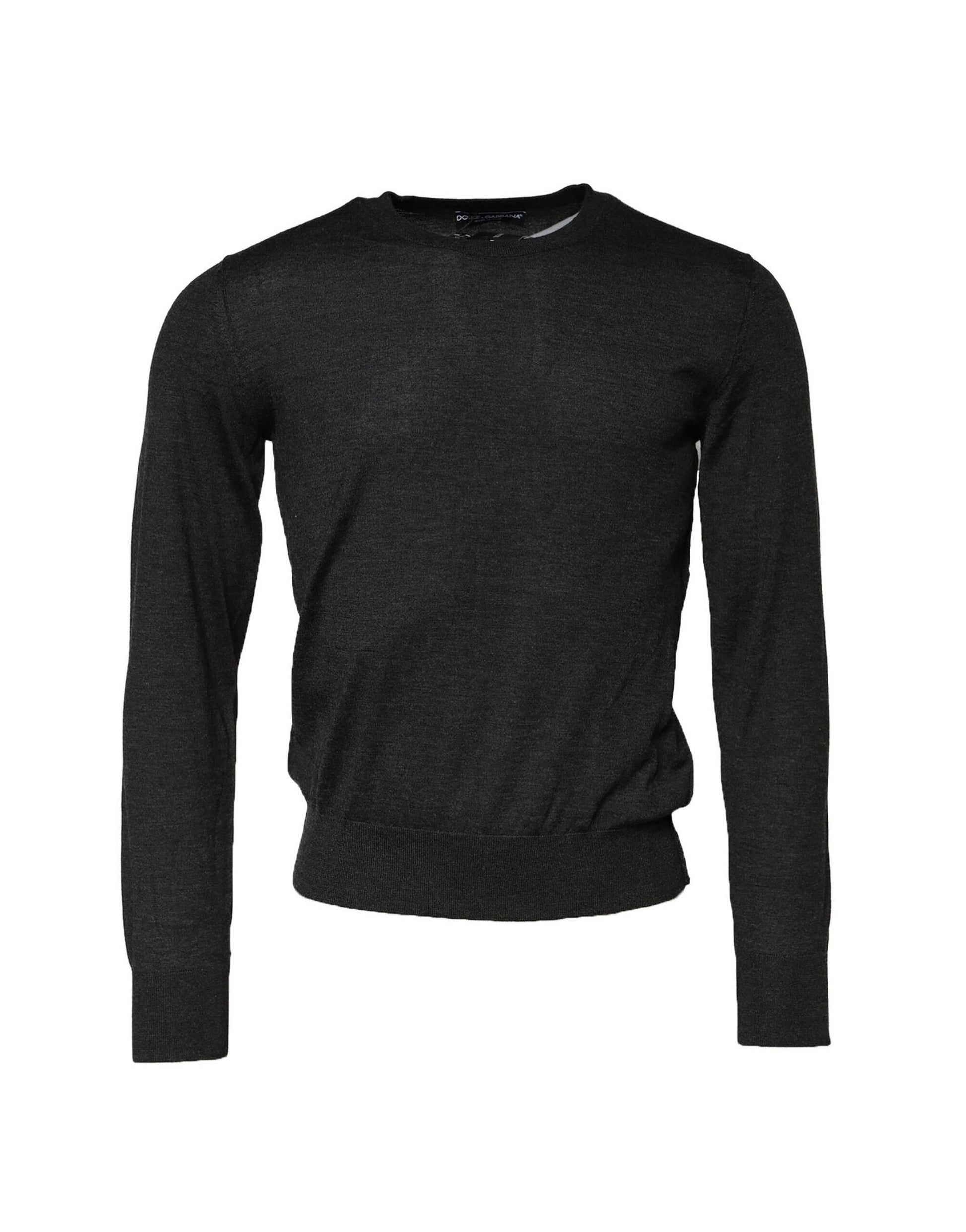 Gray Cashmere Crew Neck Sweatshirt Sweater