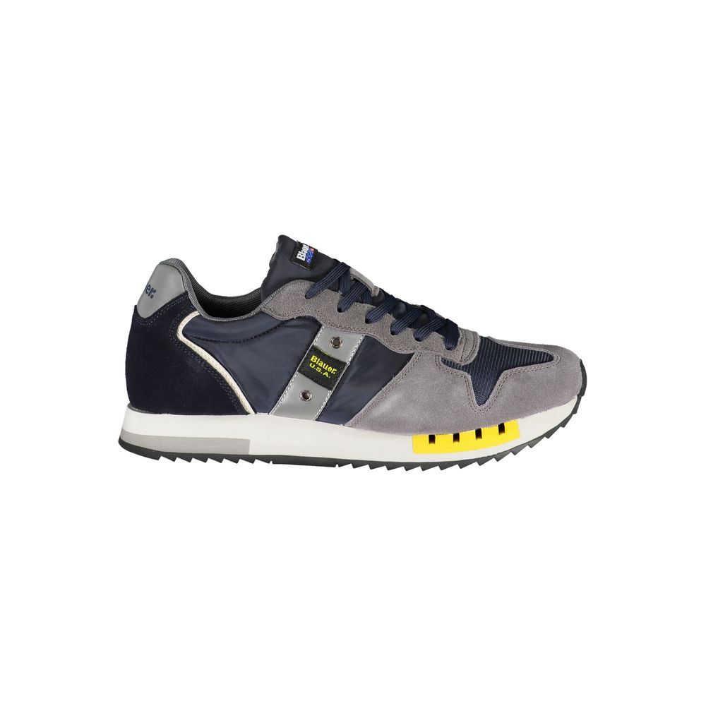 Blue Leather Men Sneaker