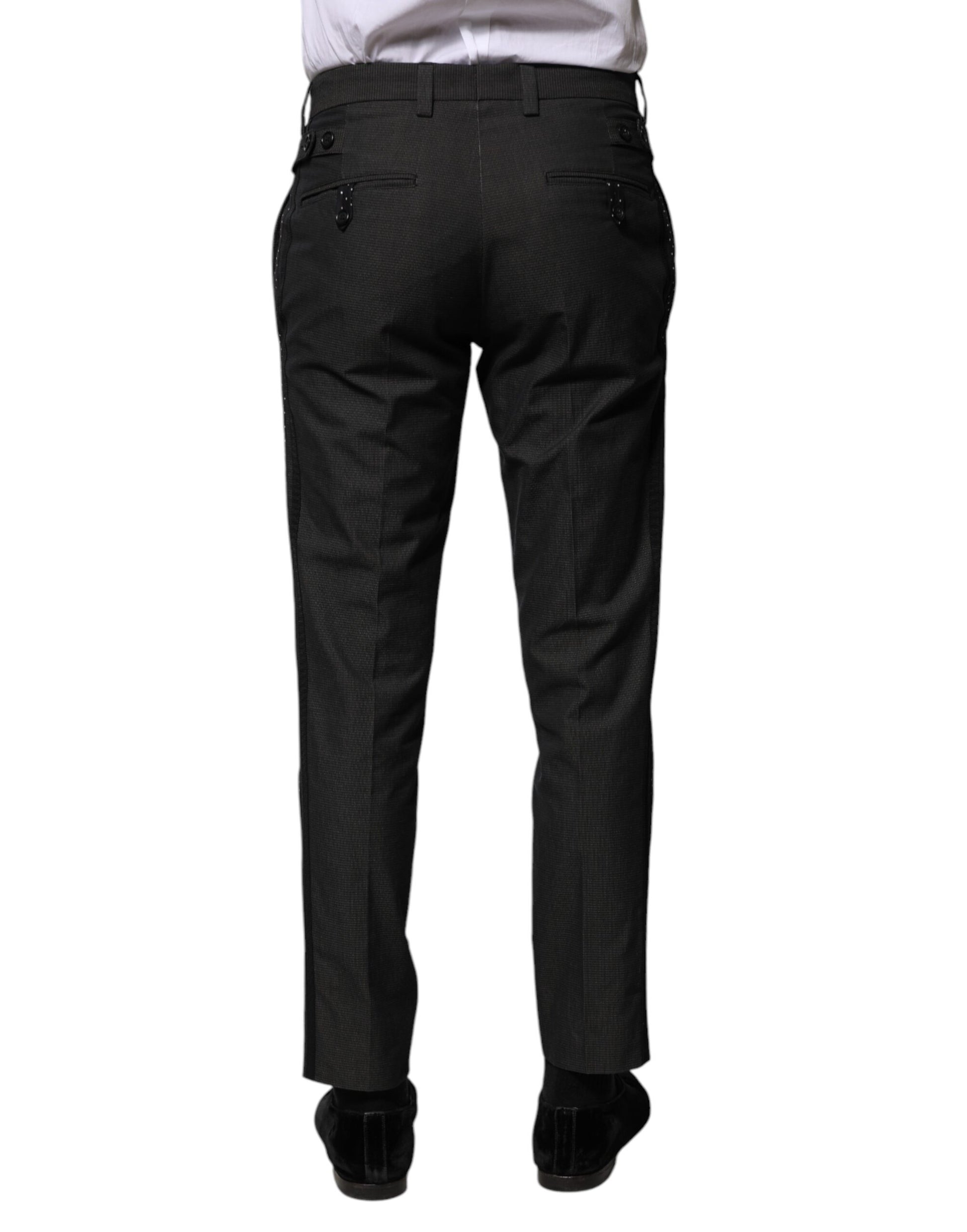 Gray Cotton Patterned Formal Pants