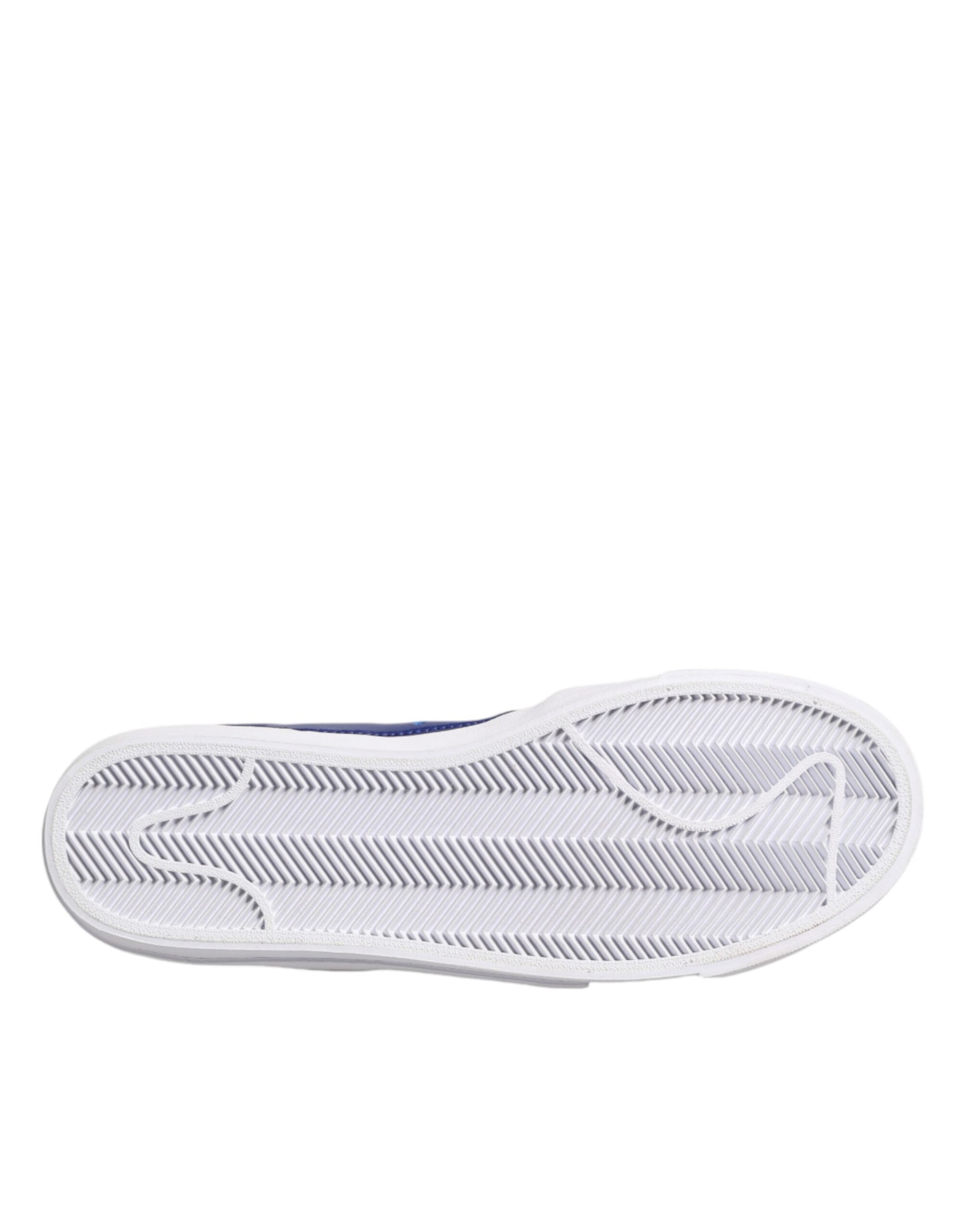 White Blue Lace Up Low Top Drop-Type PRM Sneakers Shoes