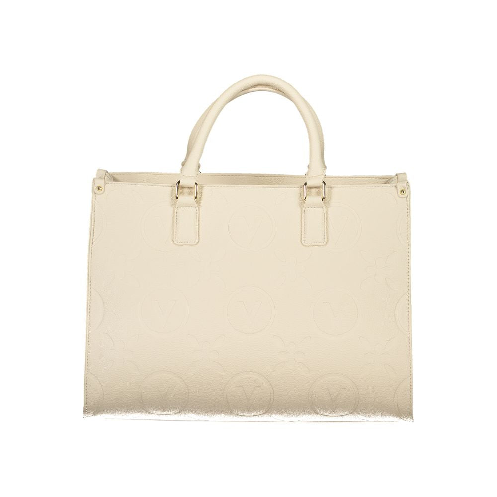 Beige Polyurethane Women's Bag with Handles