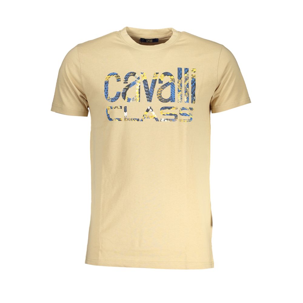 Beige Cotton Men T-Shirt