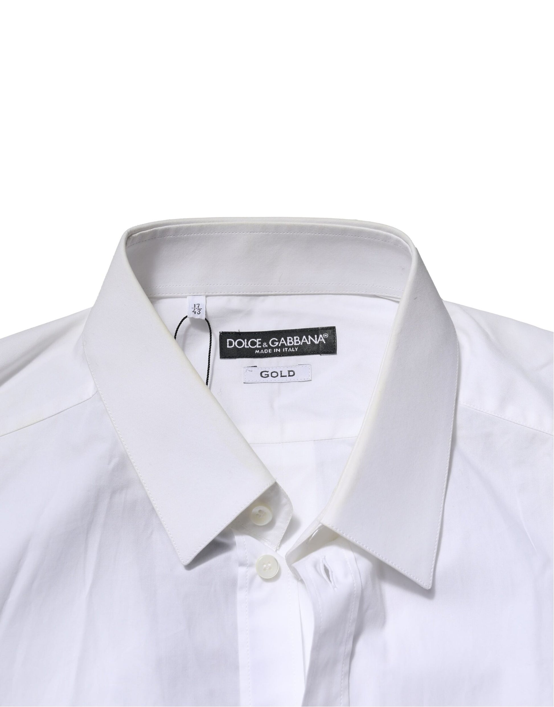White Cotton GOLD Long Sleeves Dress Men Shirt