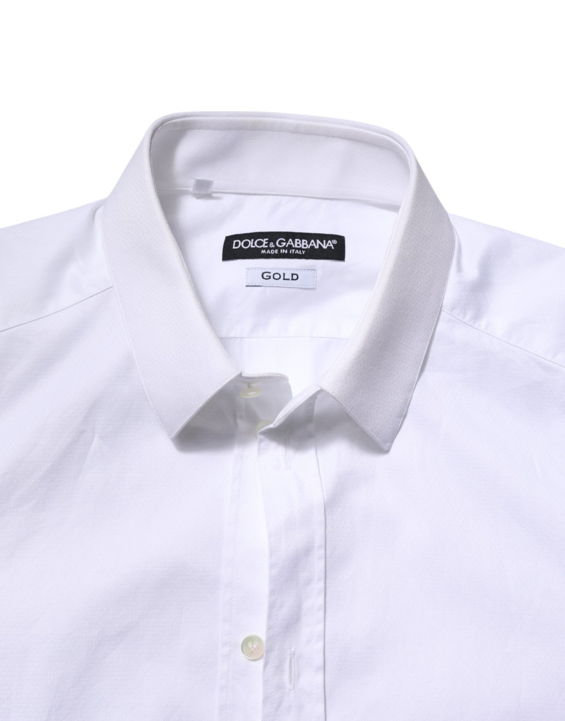 White Cotton GOLD Long Sleeve Men Dress Shirt