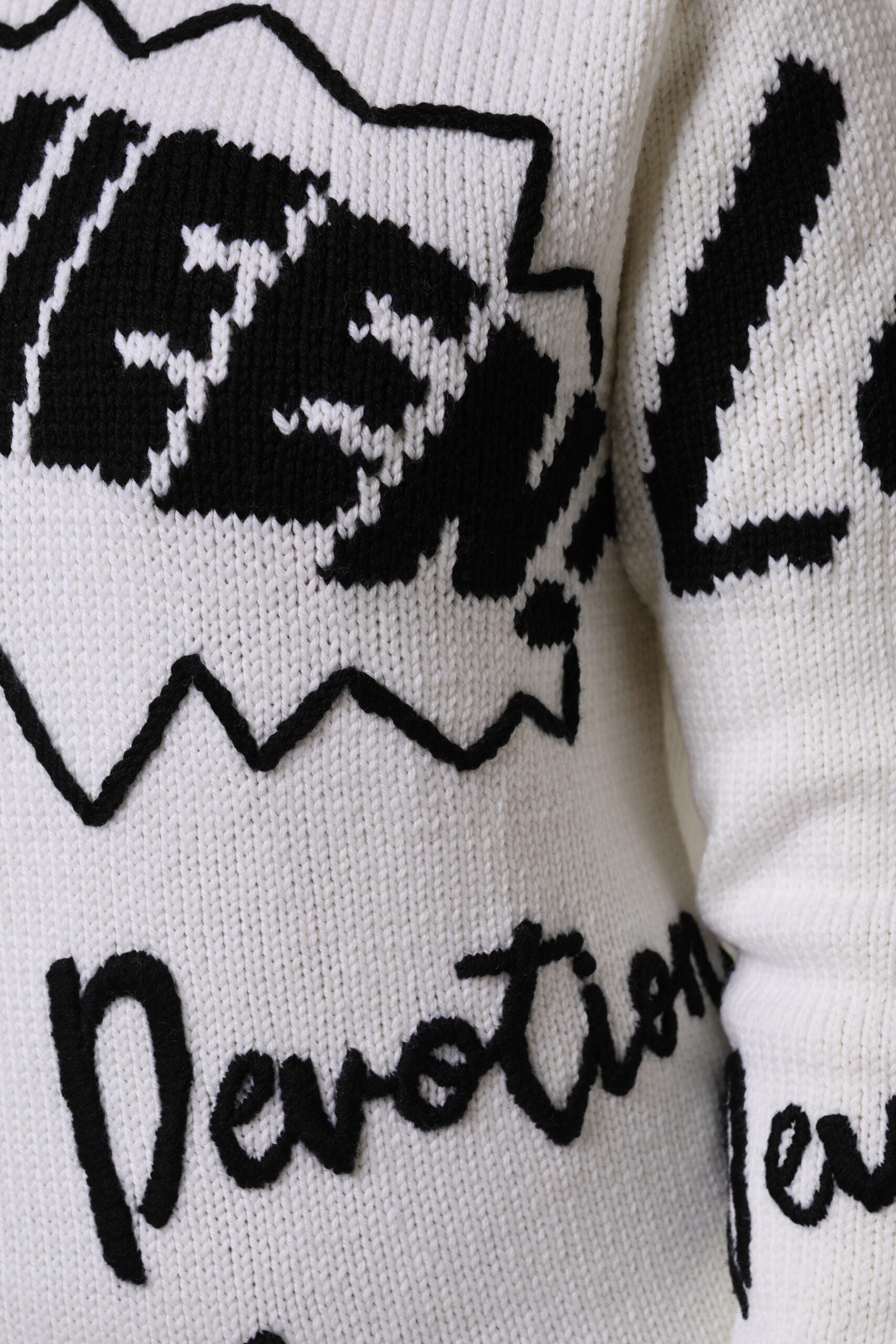 White Wool Knit Crew Neck Pullover Sweater
