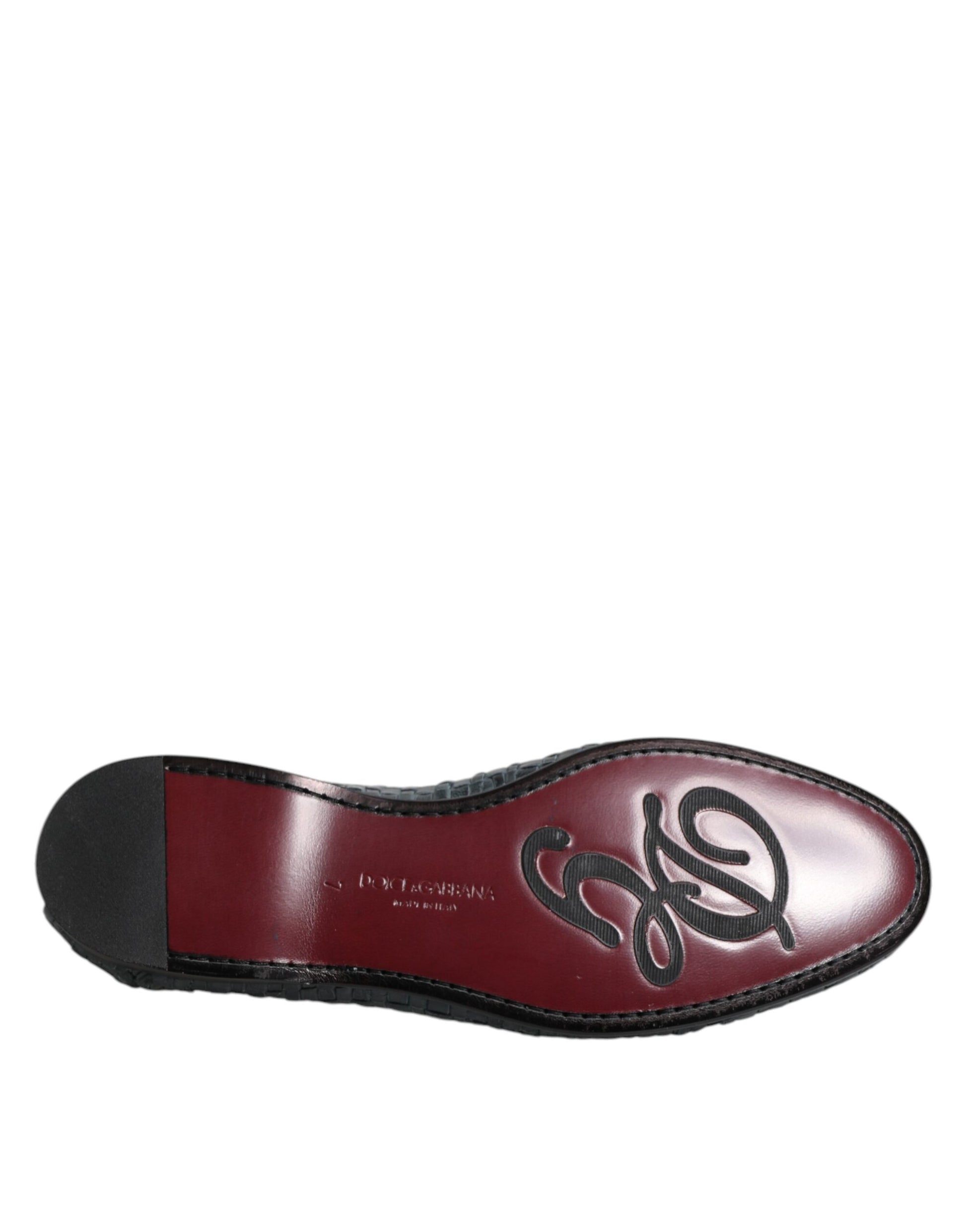 Blue Woven Leather Slip On Loafers Shoes