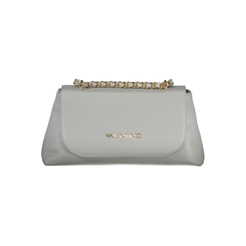 Gray Polyurethane Women's Bag with Chain Shoulder Strap
