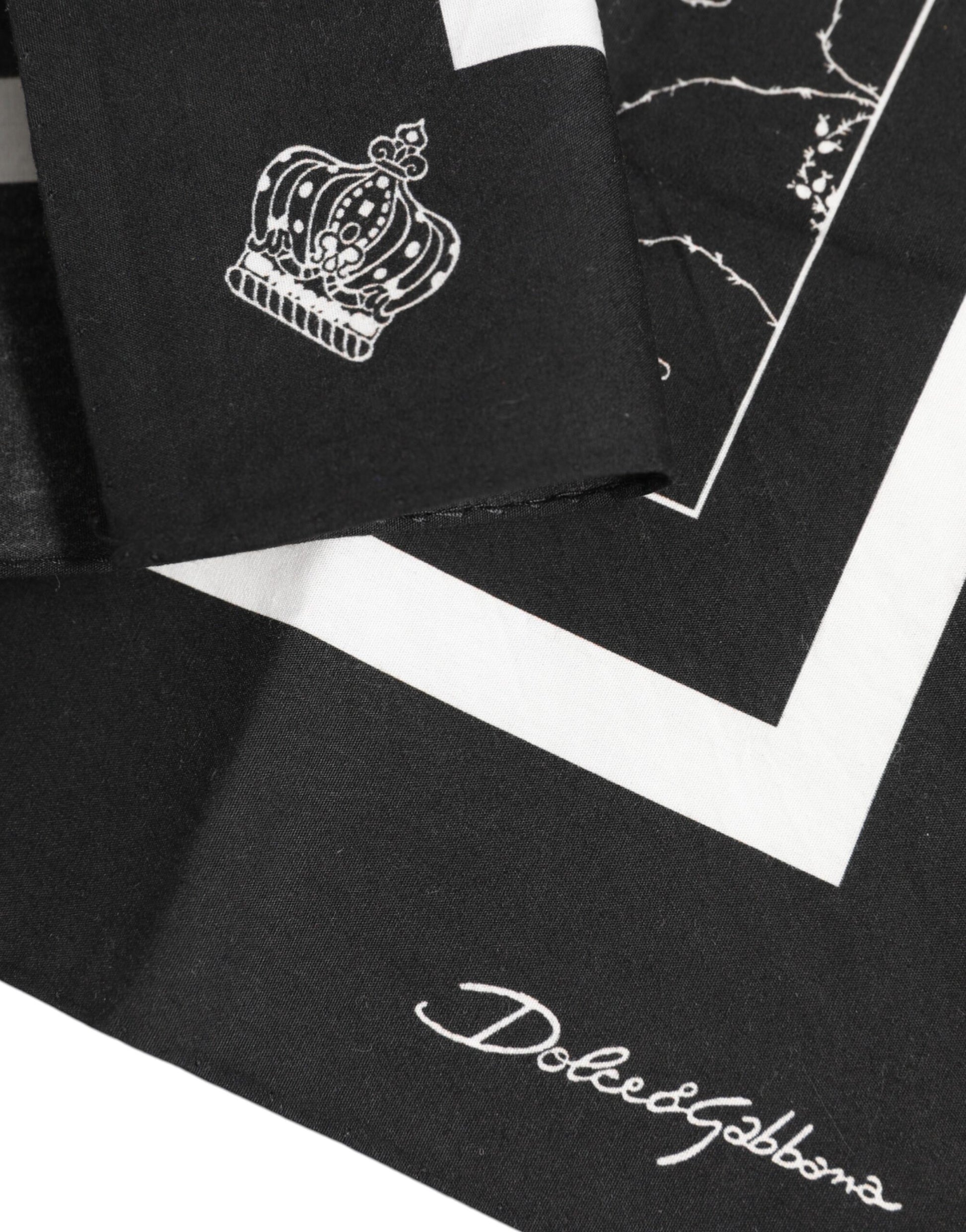 Black White Printed Square Men Foulard Scarf