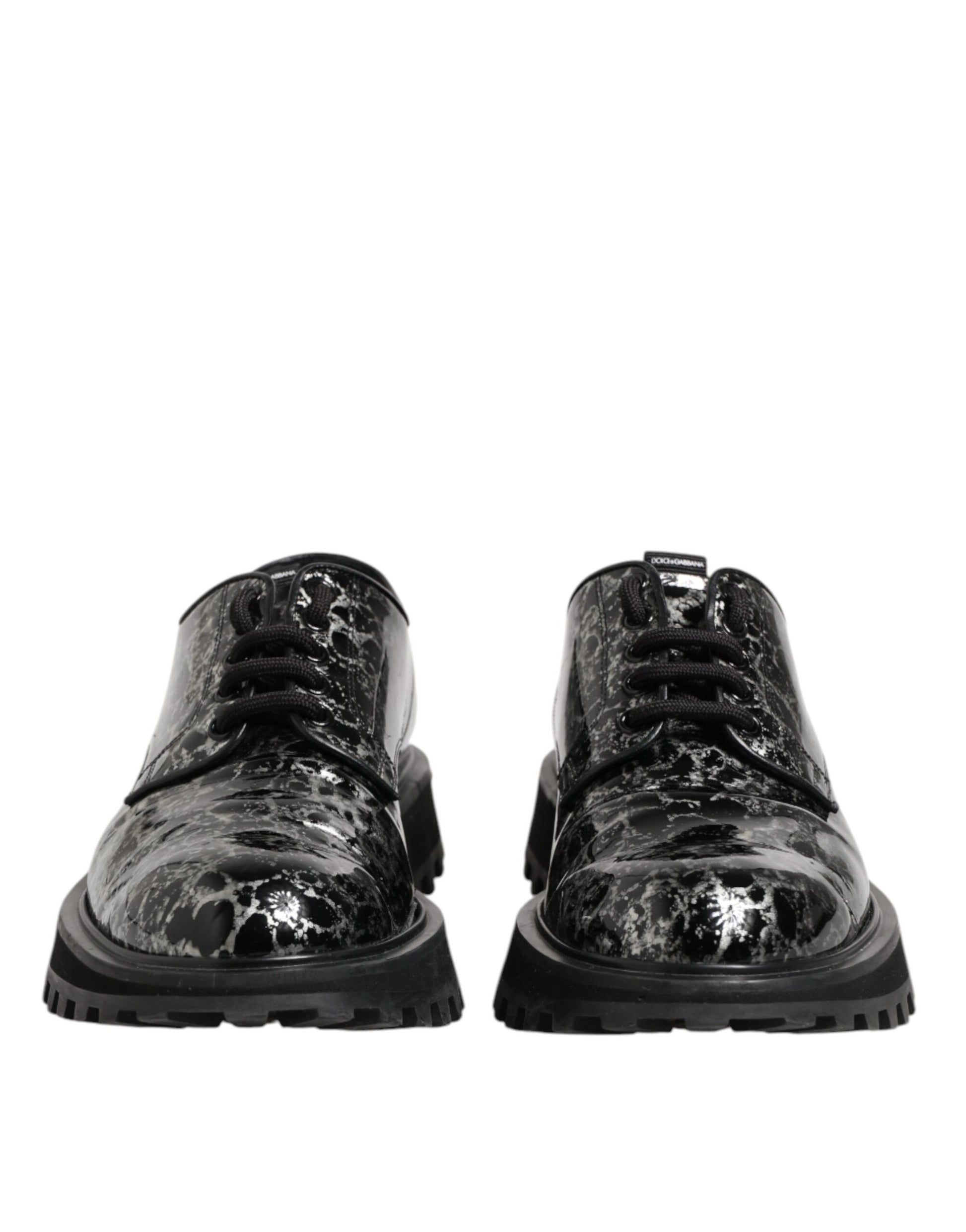 Black White Calfskin Chunky Derby Shoes