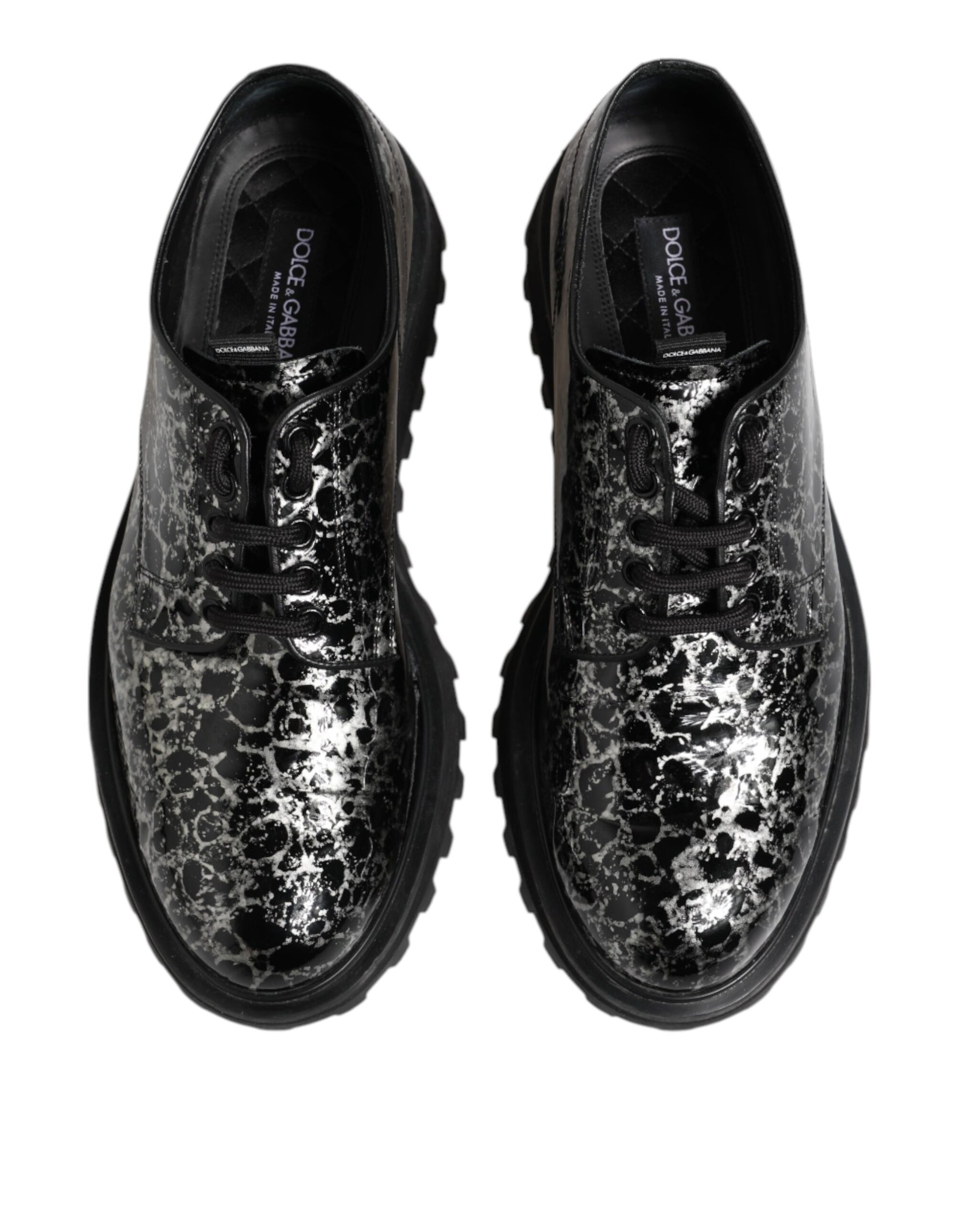 Black White Calfskin Chunky Derby Shoes