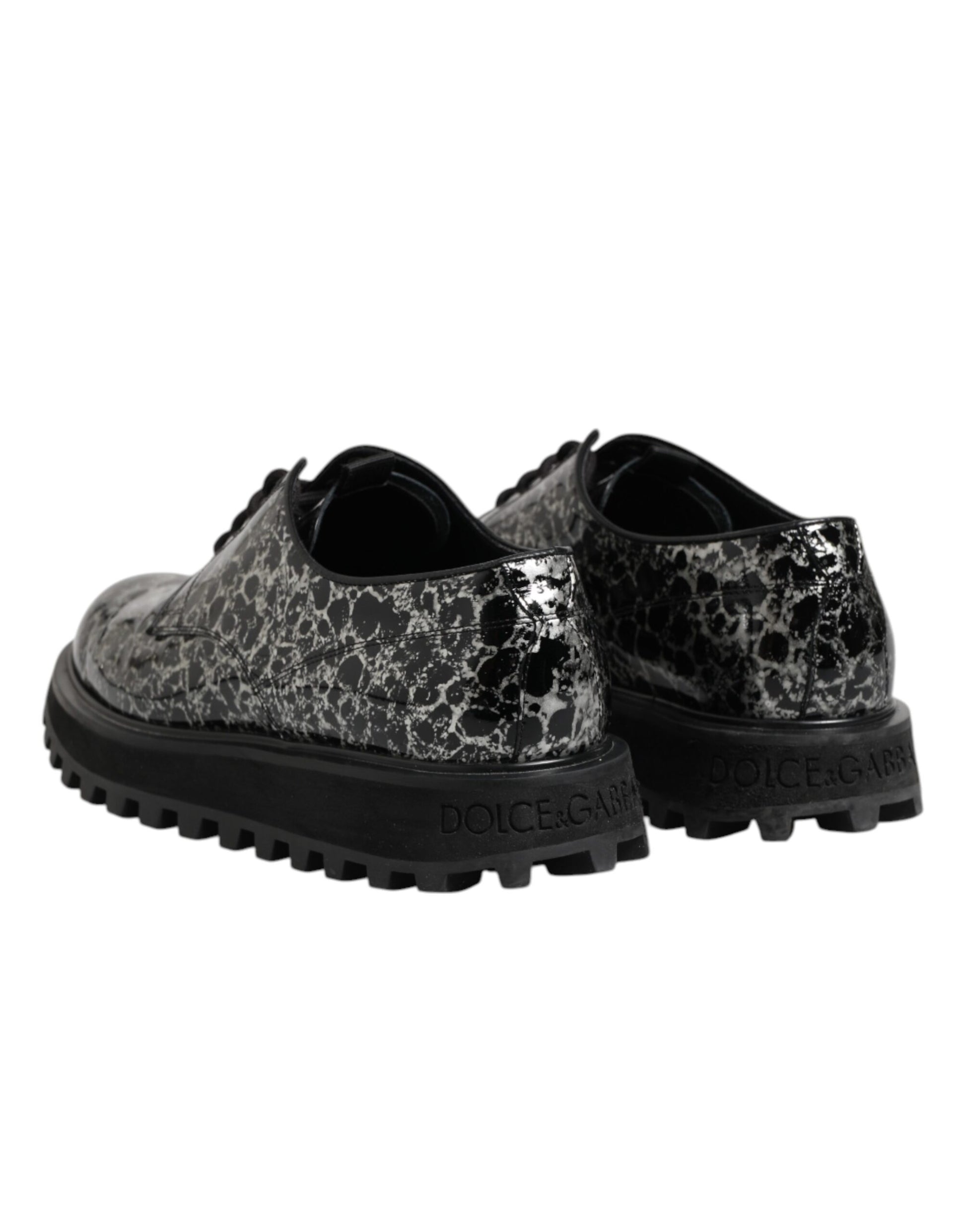 Black White Calfskin Chunky Derby Shoes