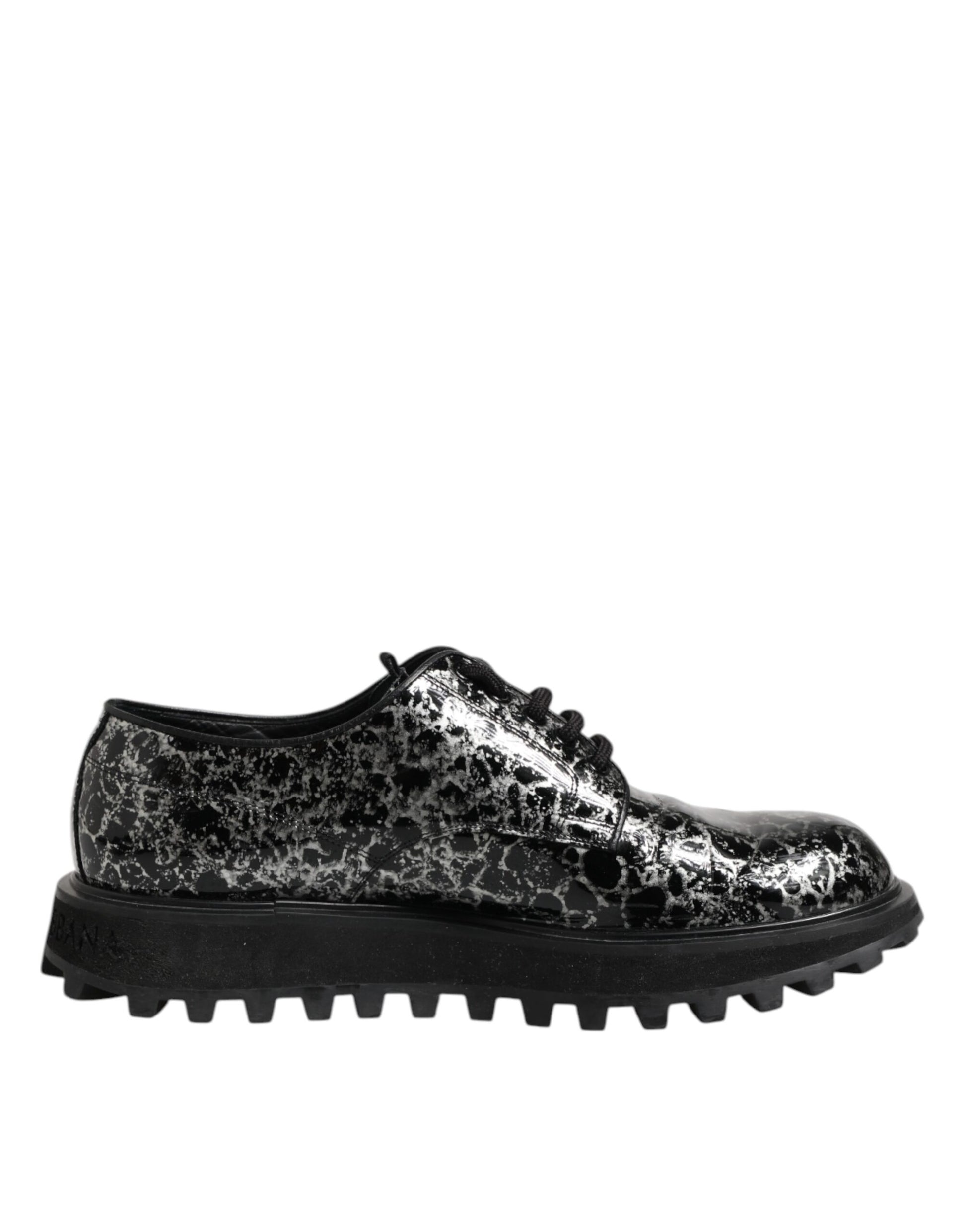 Black White Calfskin Chunky Derby Shoes