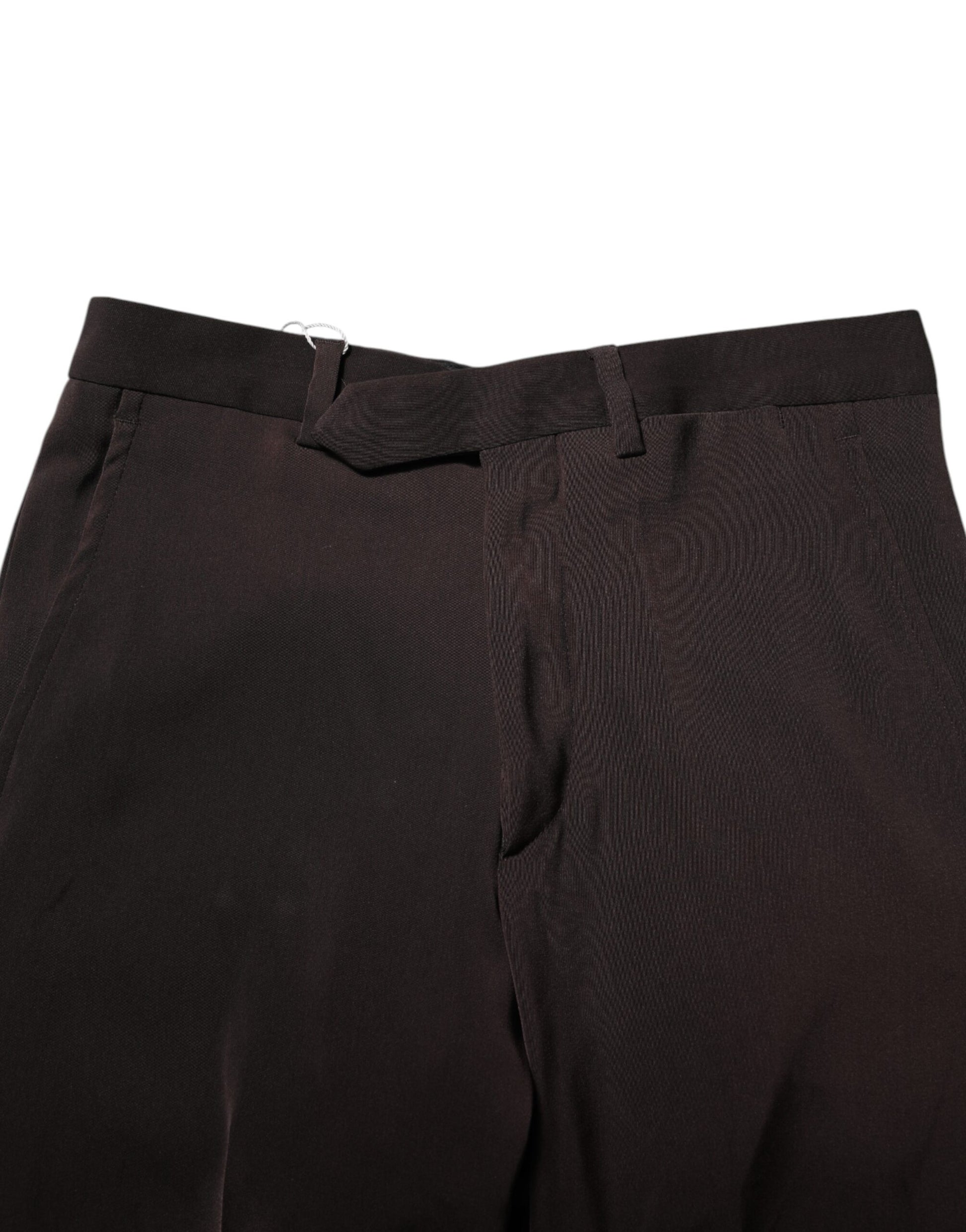 Dark Brown Mid Waist Dress Formal Pants