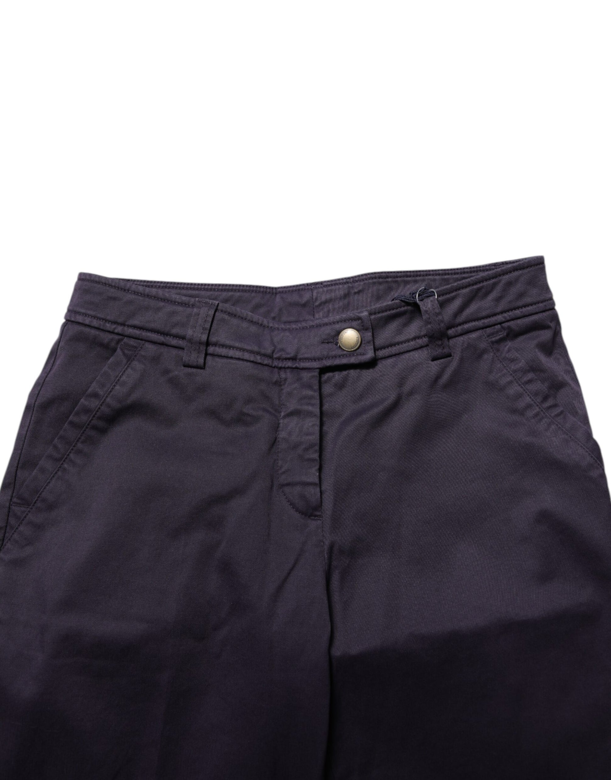 Dark Purple Mid Waist Casual Straight Pants