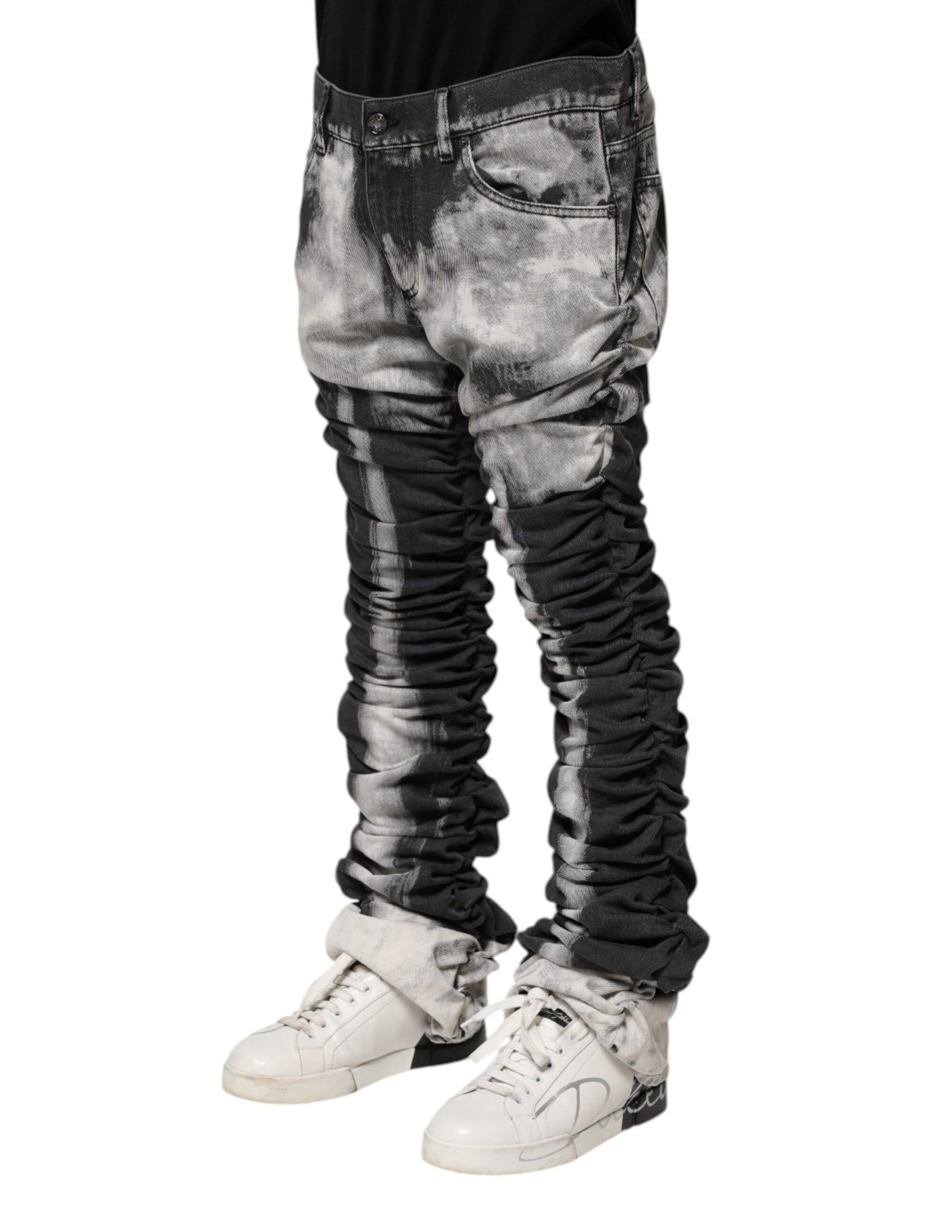 Black Tie Dye Straight Denim Jeans