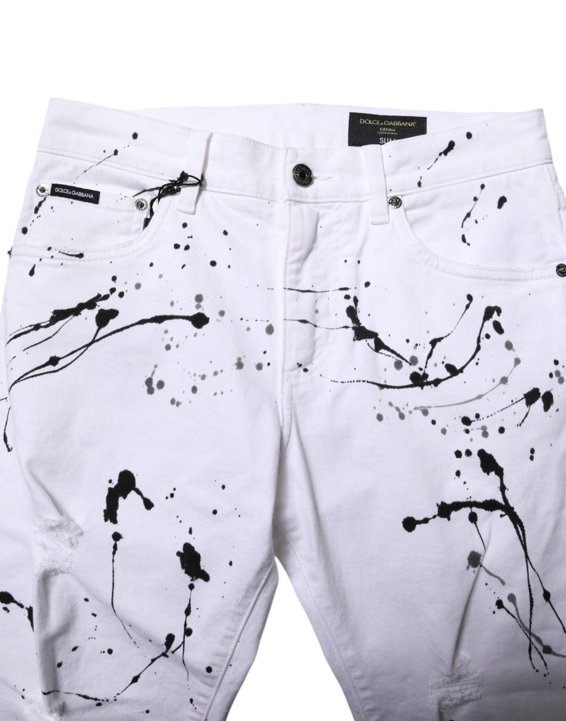 White ColorSplash Skinny Denim Jeans
