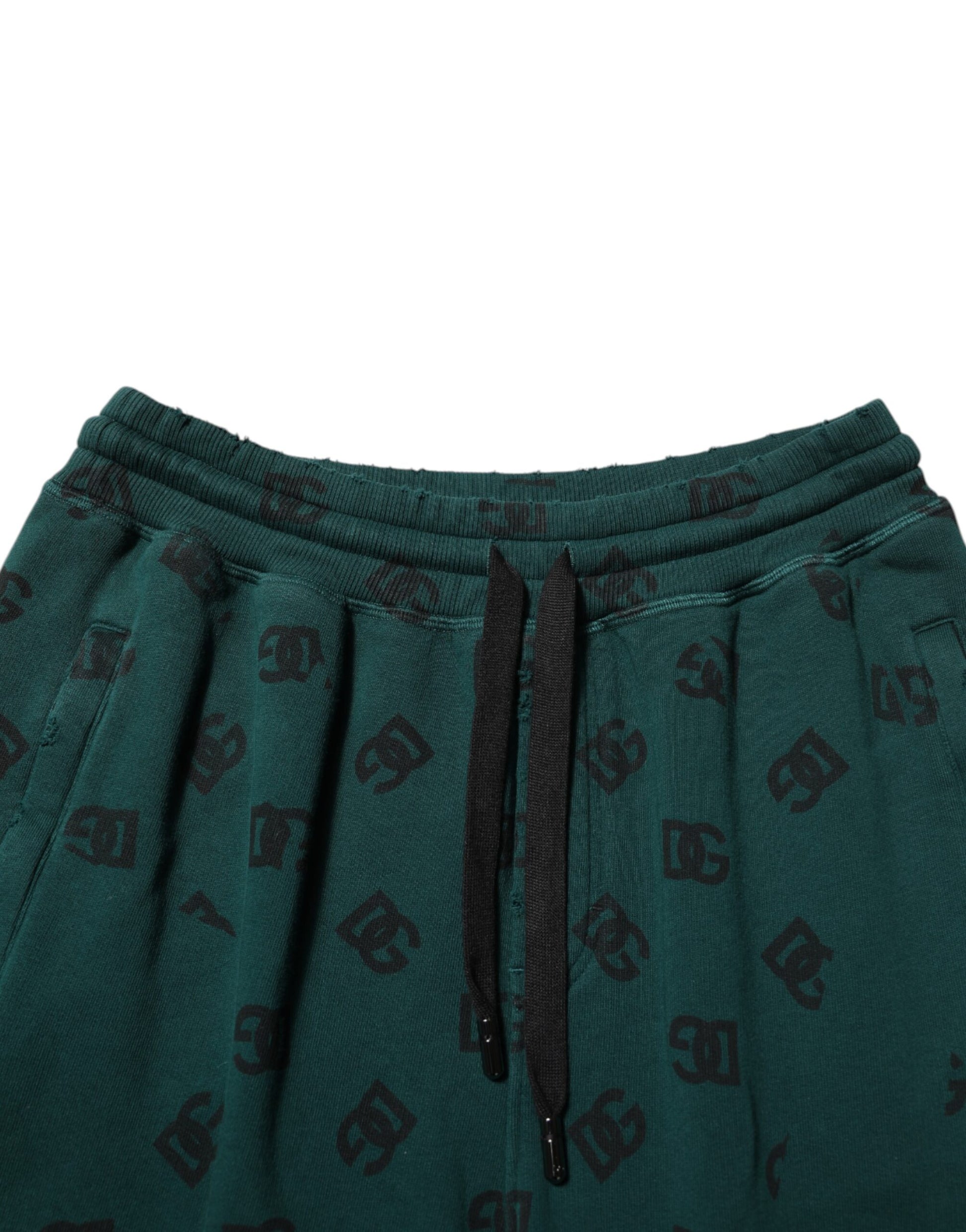 Green Logo Print Jogger Men Sweatpants Pants