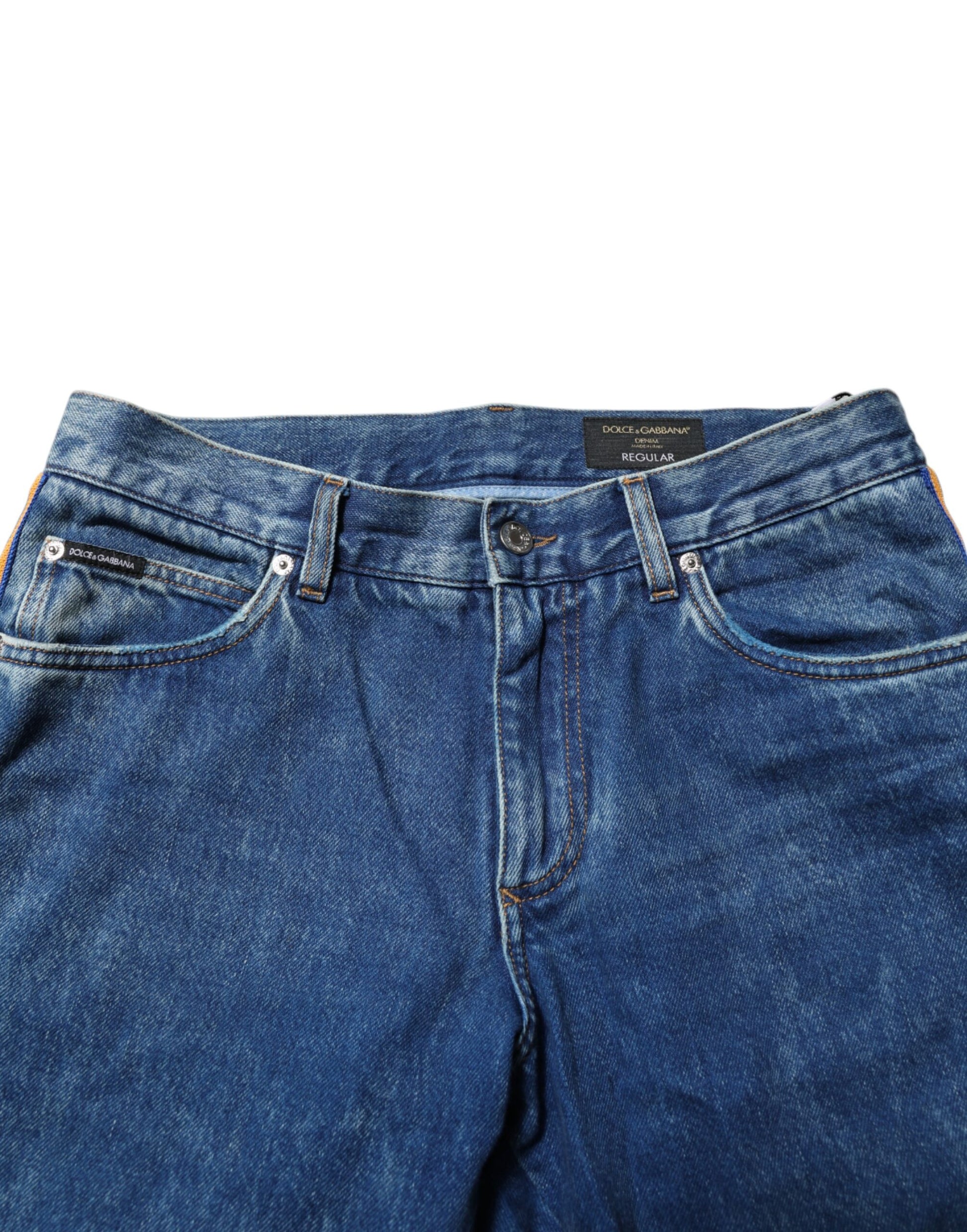 Blue Cotton Logo Plaque Denim Jeans
