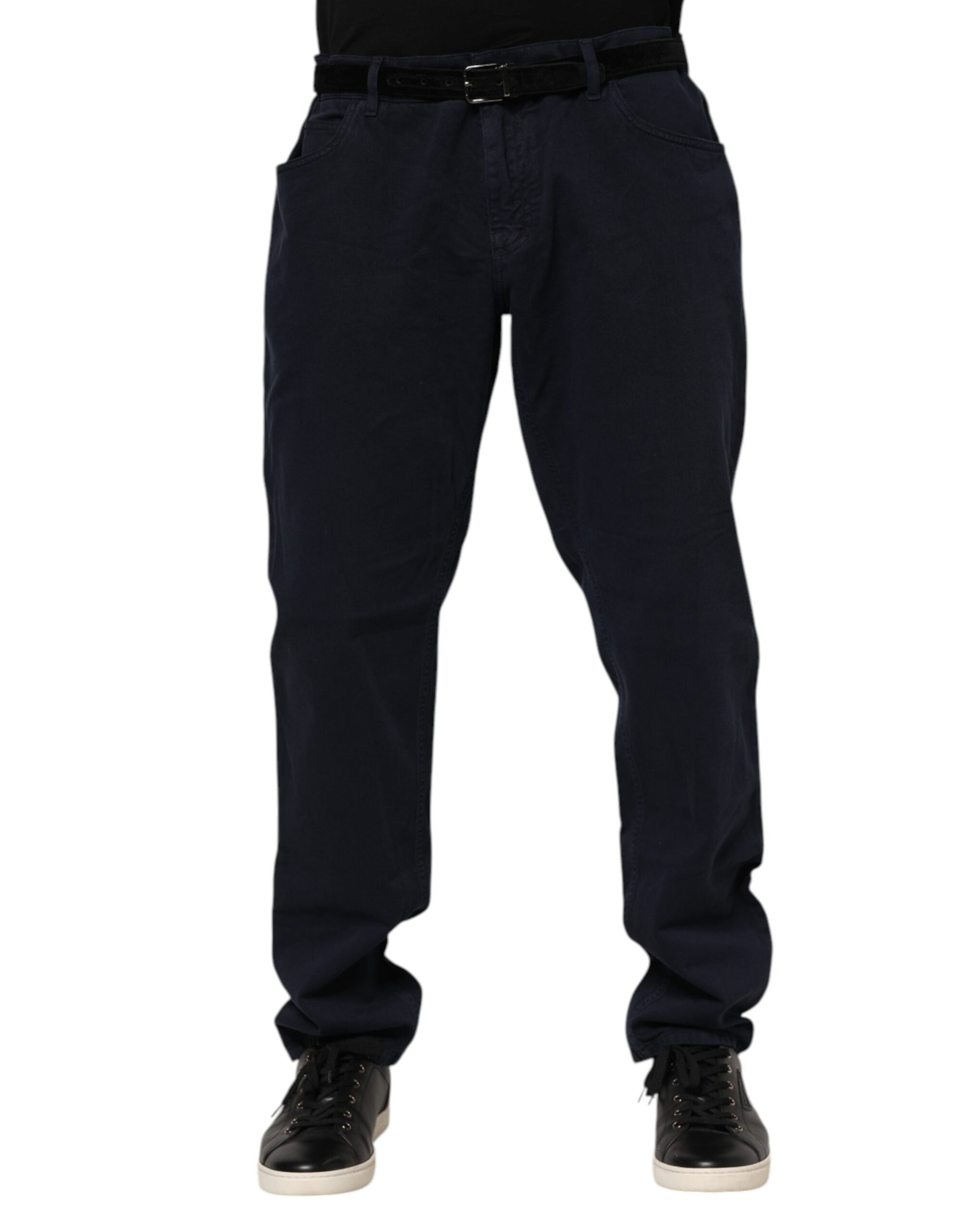Black Cotton Tapered Denim Jeans
