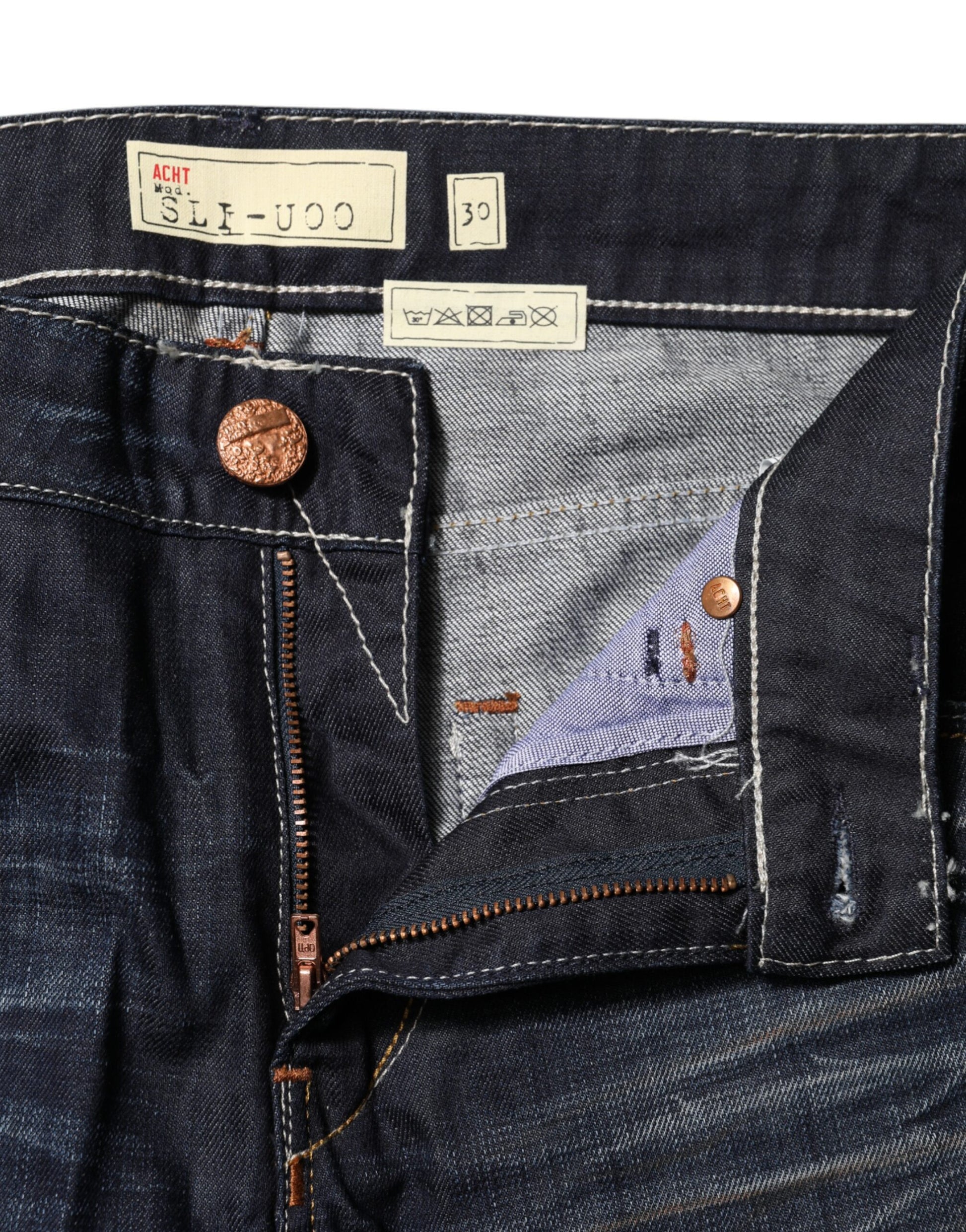 Blue Washed Cotton Mid Waist Flared Denim Jeans