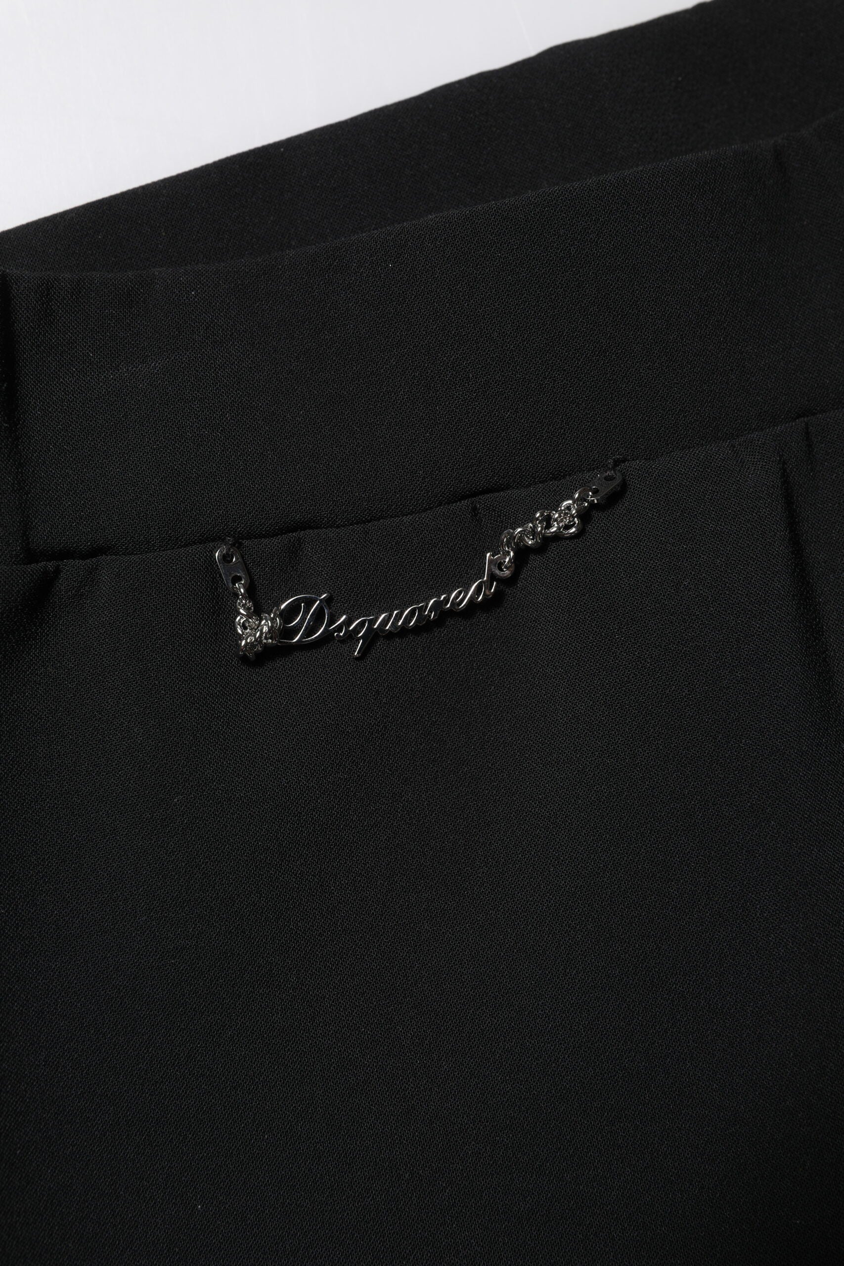 Black Polyester High Waisted Flared Pants