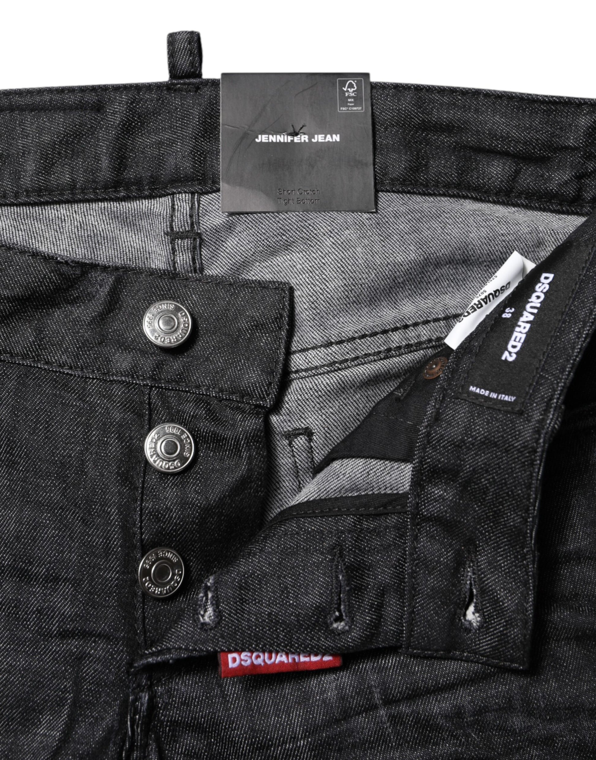 Black Cotton Low Waist Skinny Denim Jeans