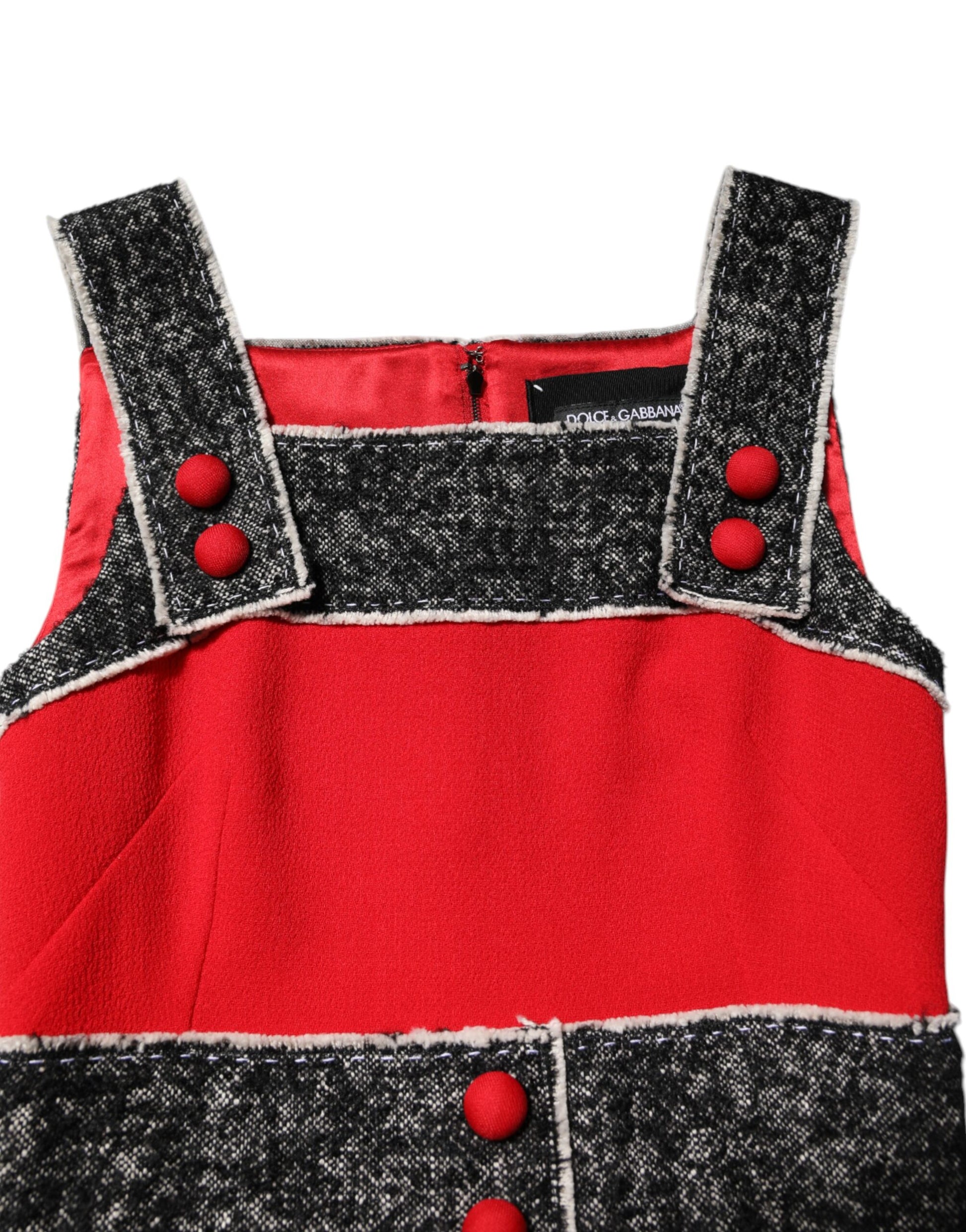 Red Wool Sleeveless A-line Flared Mini Dress