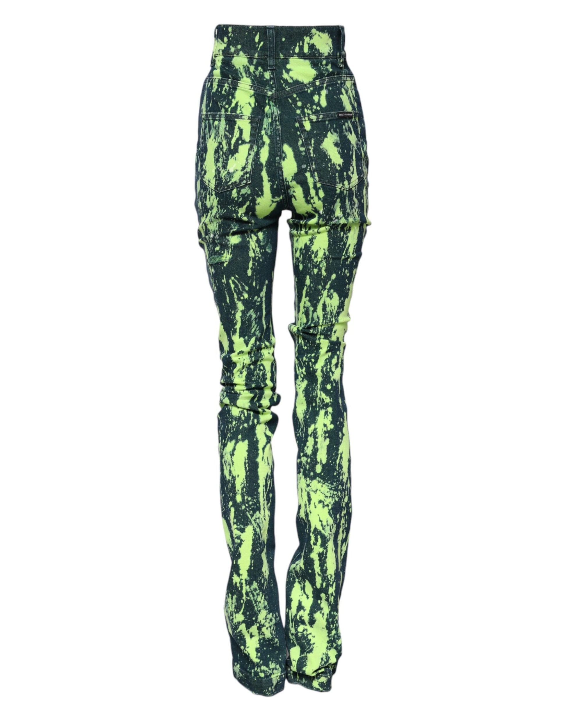 Green Color Splash High Waist Denim Jeans