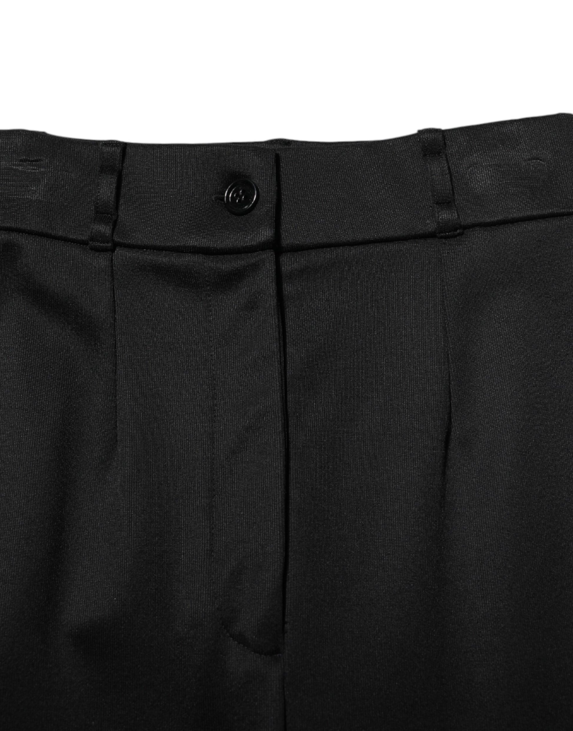 Black Nylon High Waist Skinny Leggings Pants
