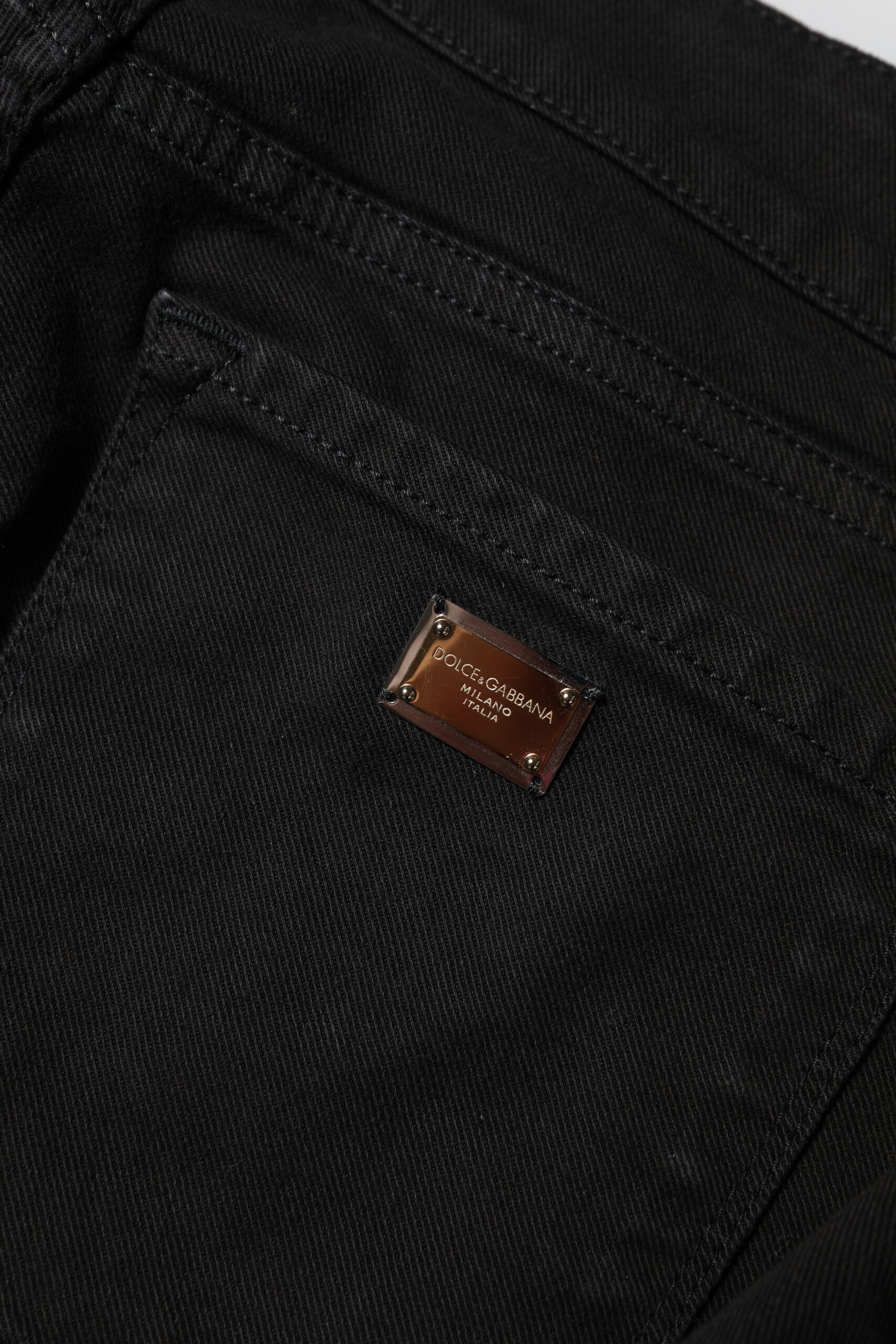 Black Cotton Logo Skinny Mid Waist Denim Jeans